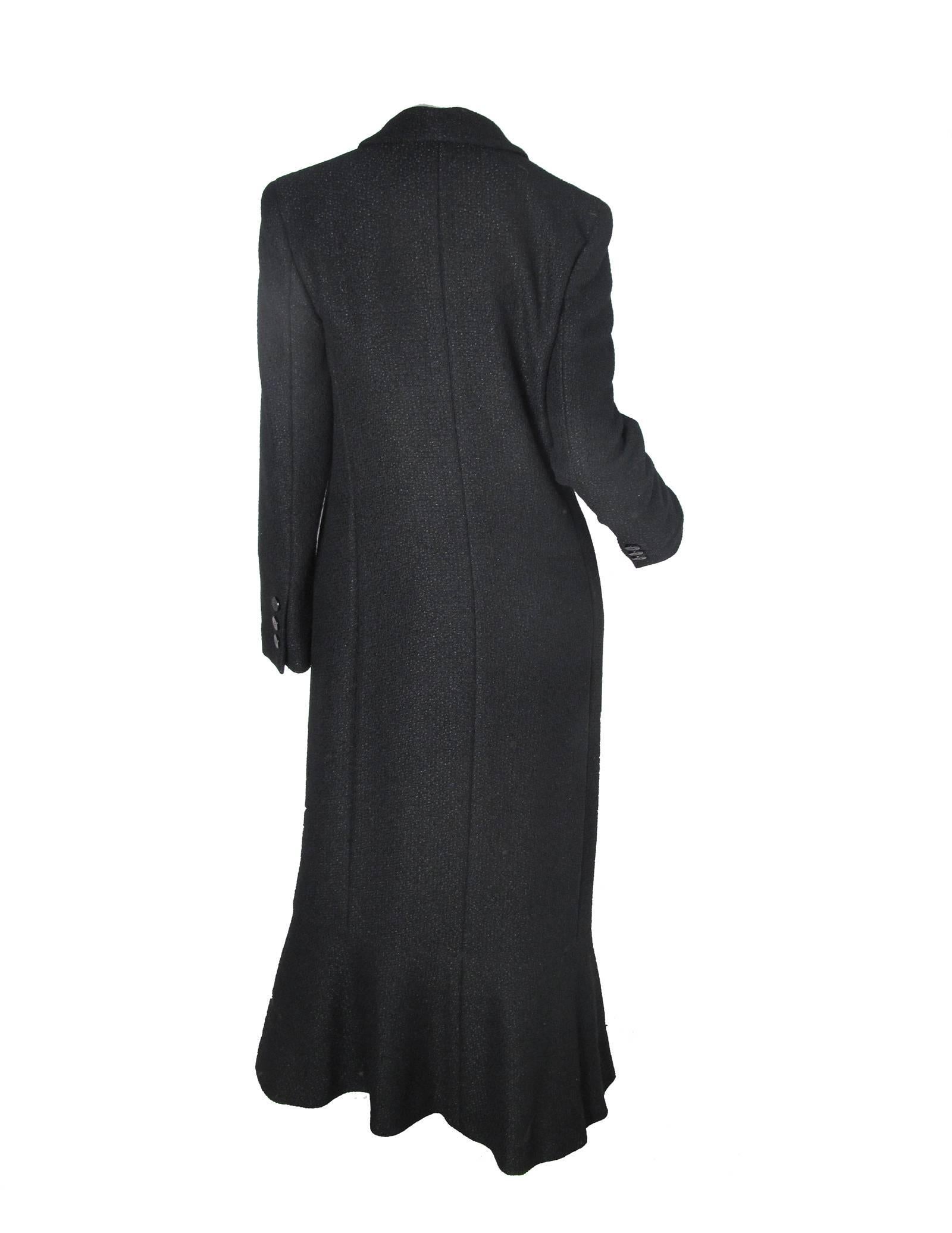 Black Chanel Coat Dress with Ruffle Hem 