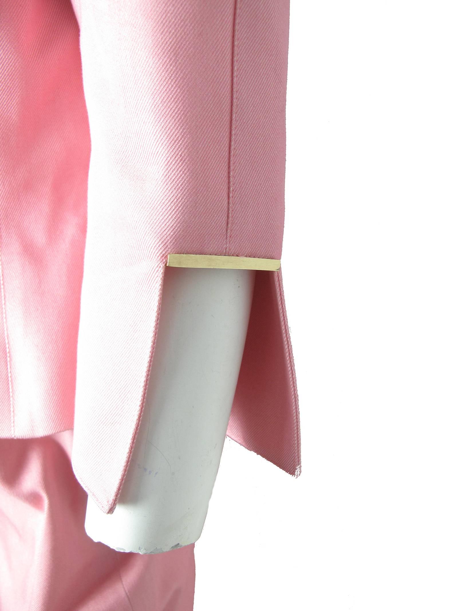 Thierry Mugler Pink Suit with Metal Accents In Excellent Condition In Austin, TX