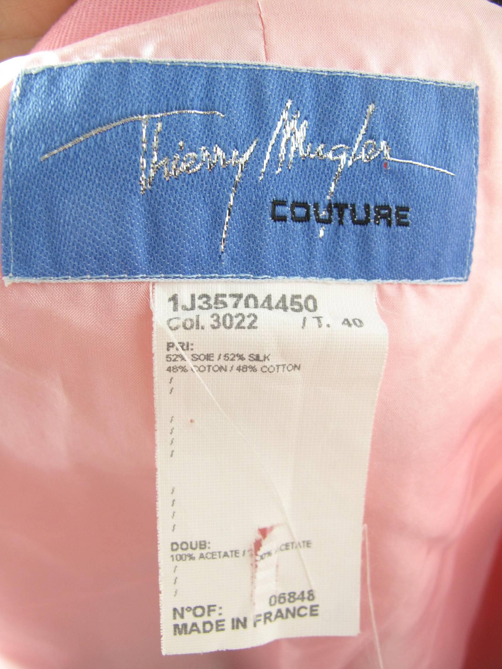 Women's Thierry Mugler Pink Suit with Metal Accents