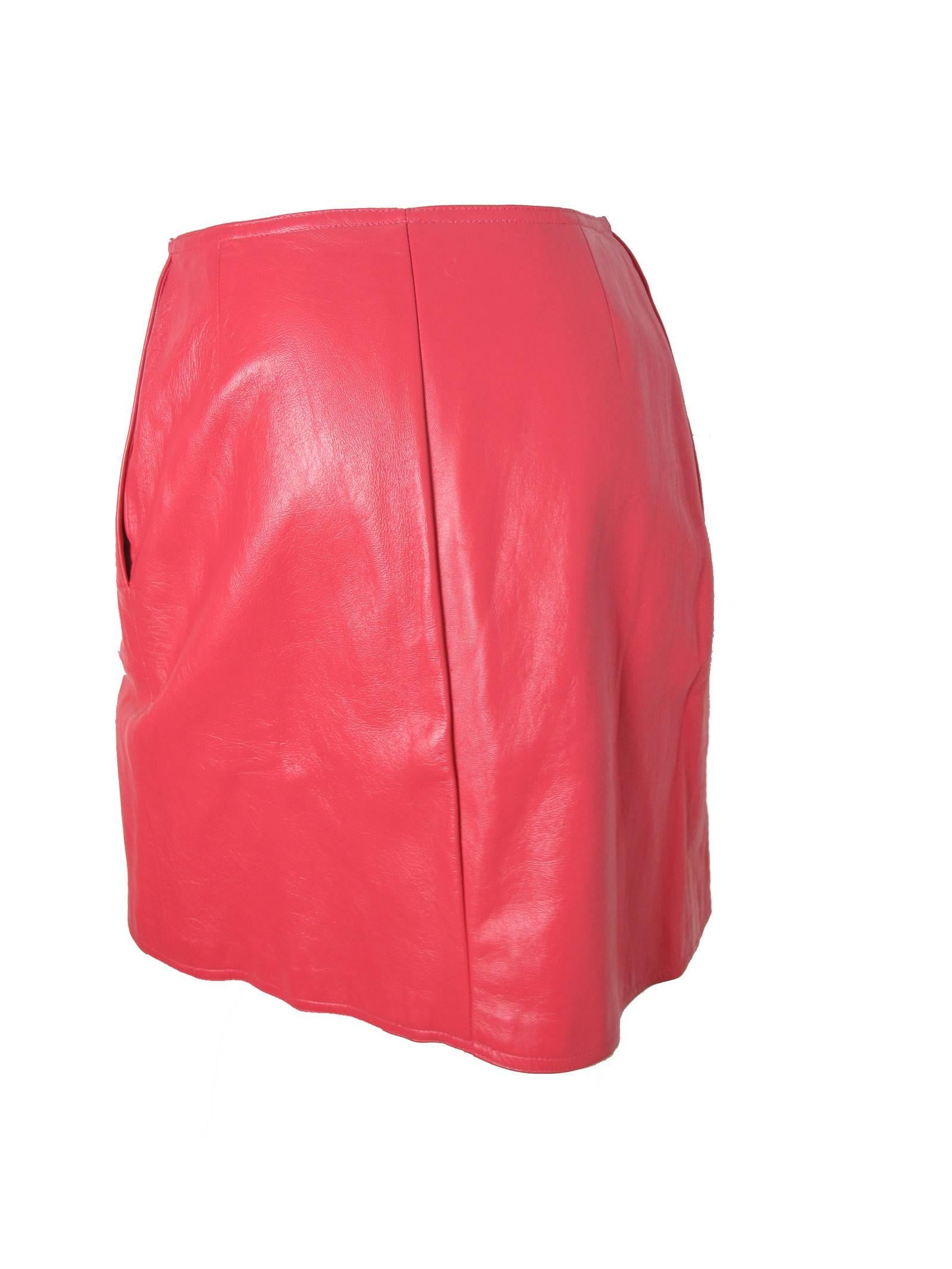 Bonnie Cashin Pink Leather Wrap Skirt  In Good Condition In Austin, TX