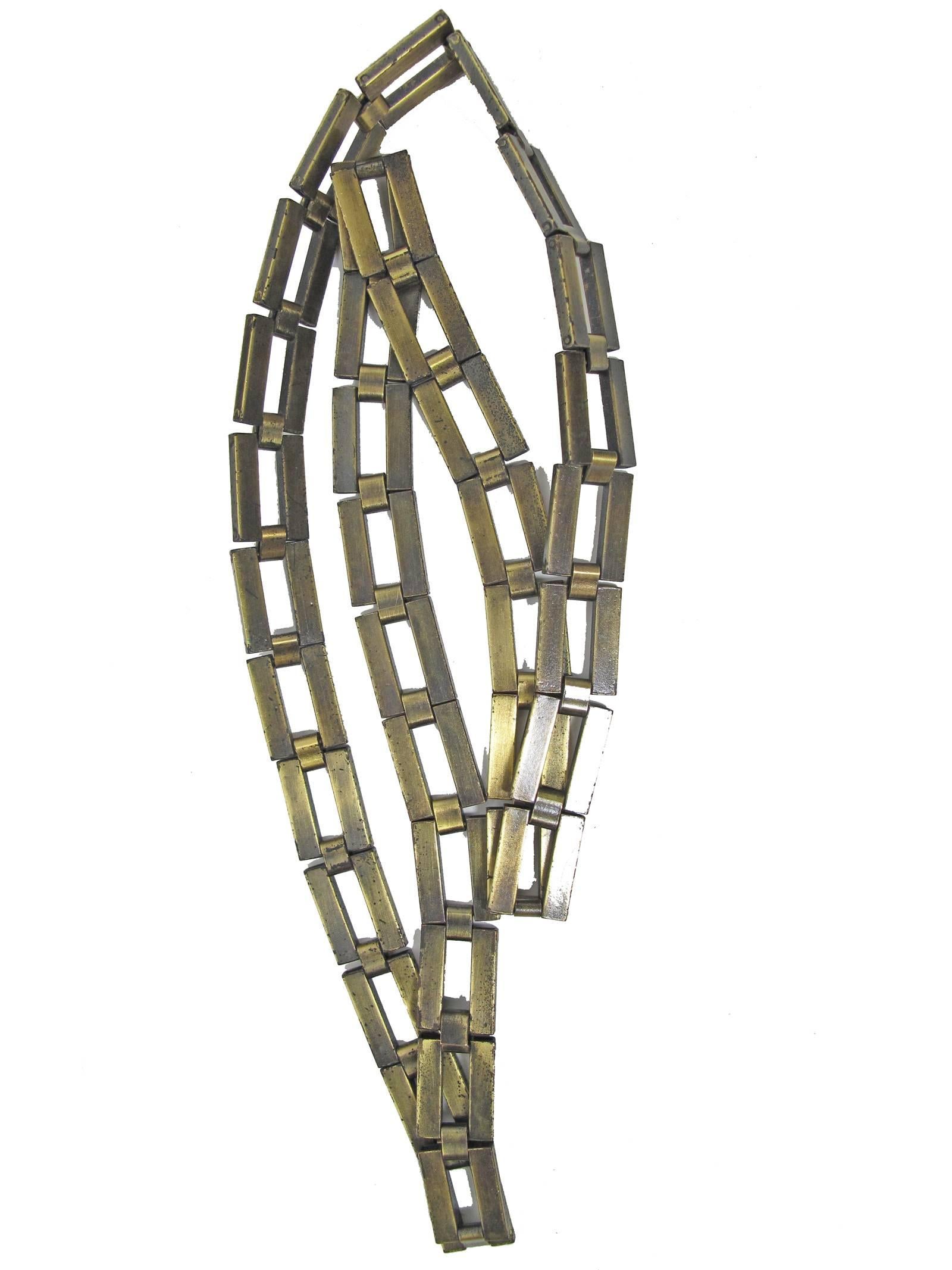 Chanel brass square link chain belt.  