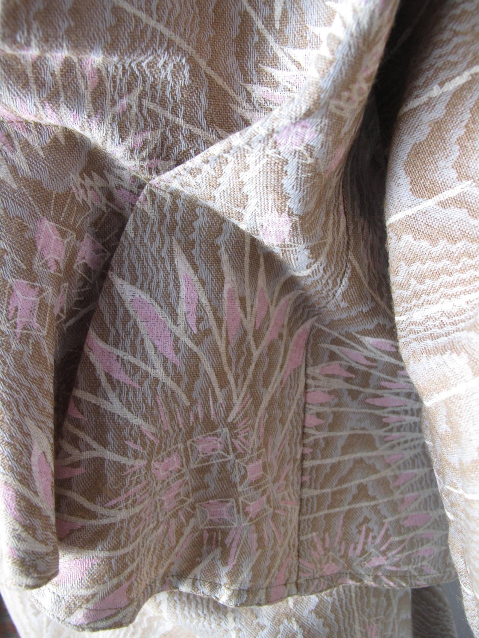 Zandra Rhodes Jewel and Feather Printed Silk Jacket and Skirt  In Excellent Condition In Austin, TX