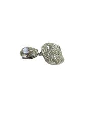 Kenneth Jay Lane Silver Hammered Circle Earrings with Rhinestones