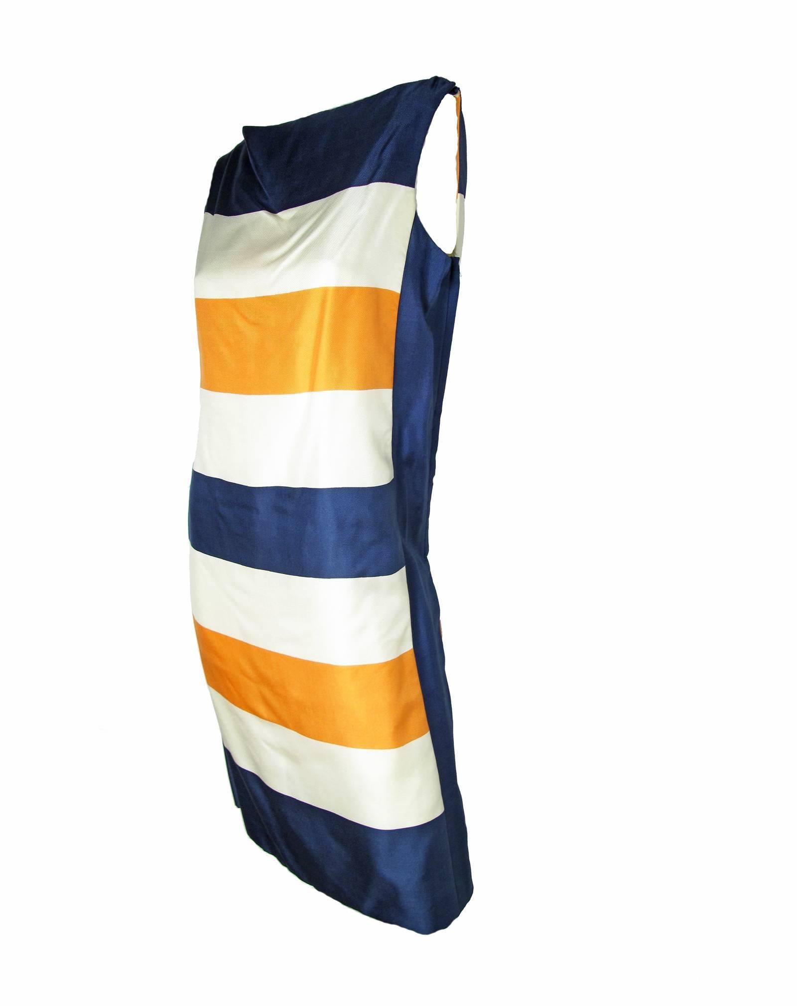Orange Early 1960s Teal Traina Silk Dress For Sale