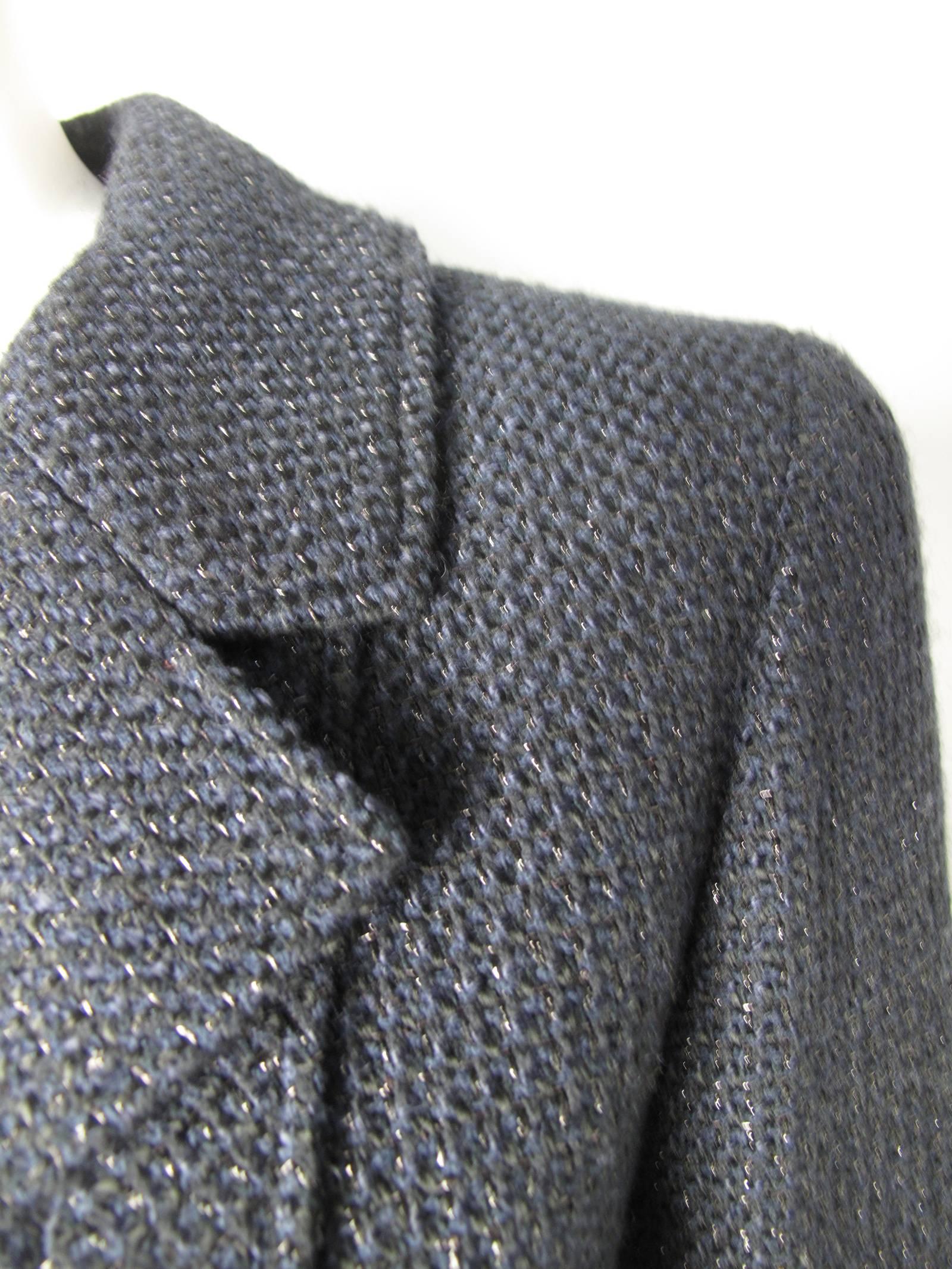 Chanel Navy Jacket with Fabric Woven to Sparkle In Excellent Condition In Austin, TX