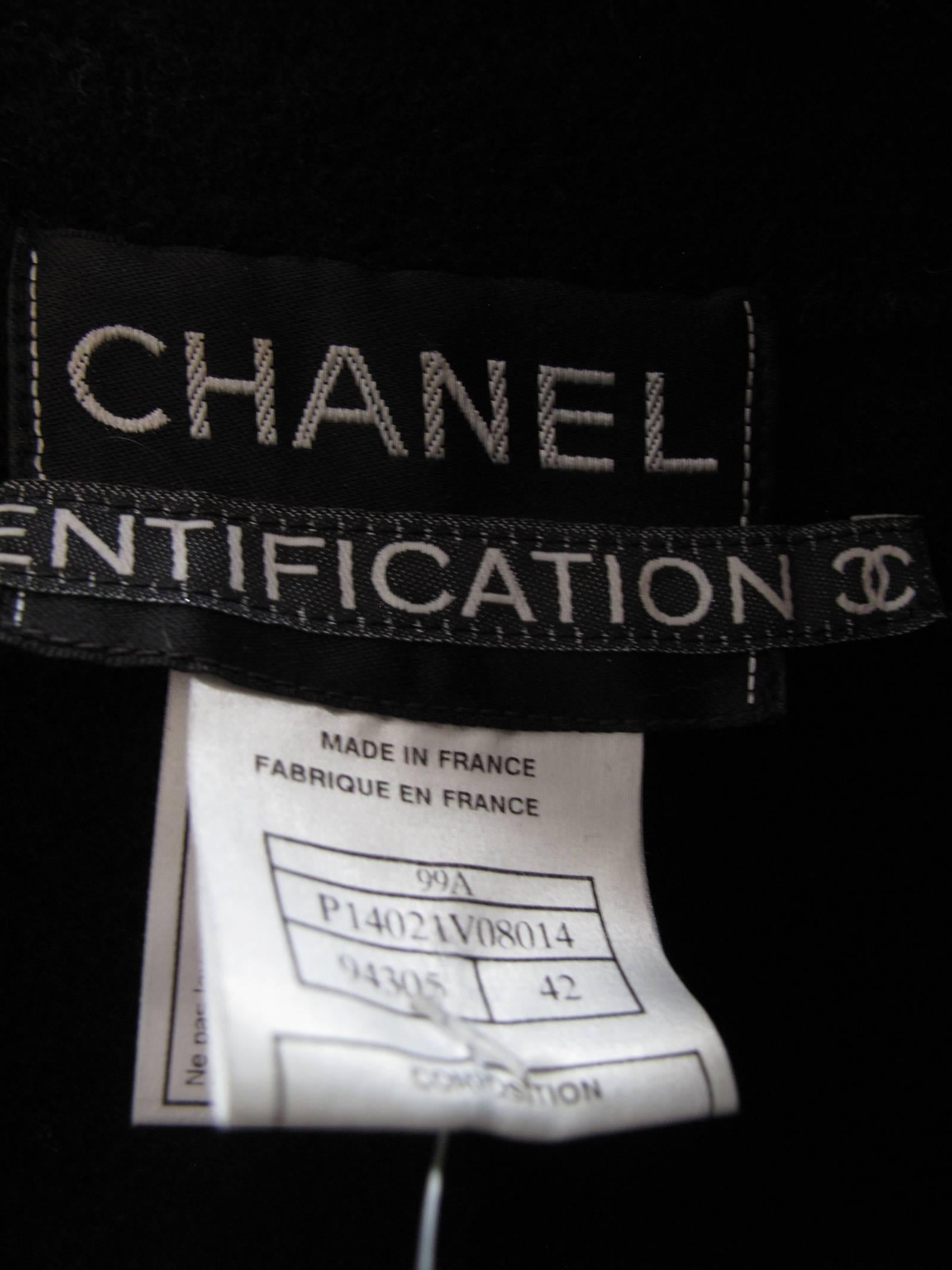 Chanel Black Jacket with Heavy Boiled Wool  In Excellent Condition In Austin, TX
