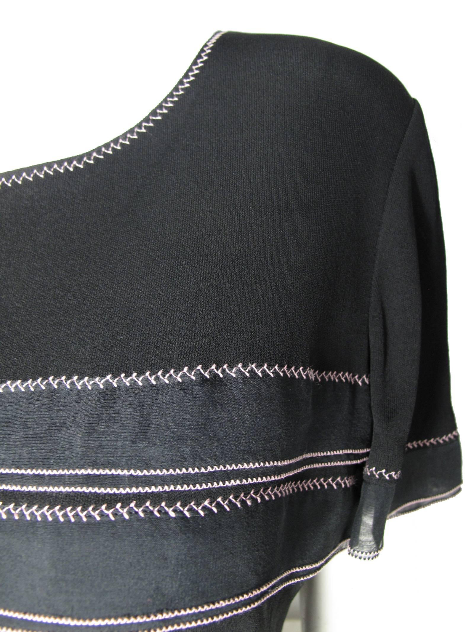Chanel Black Skirt and Top with Pink Stitching and Ruffle Trim 1