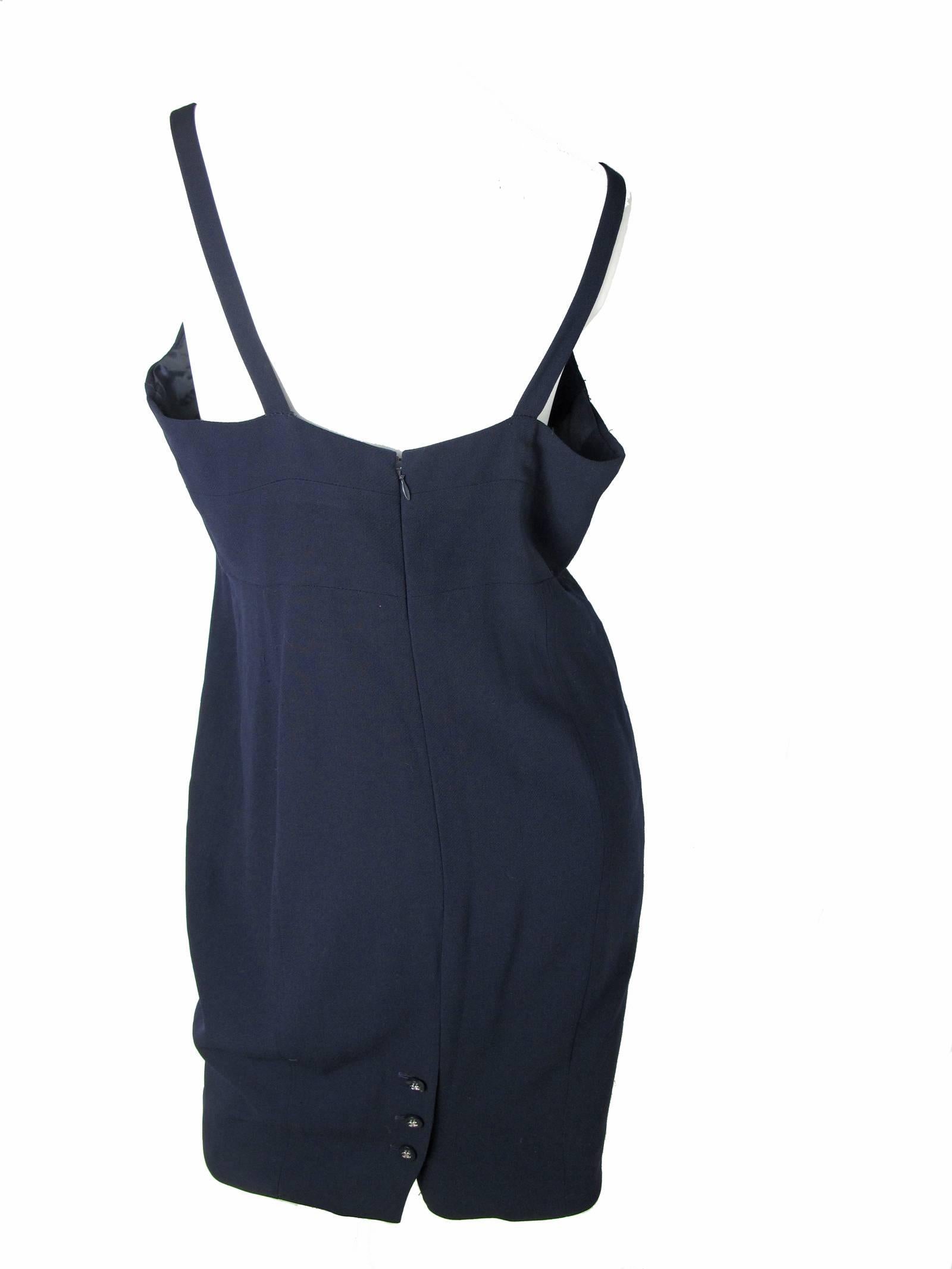 Chanel 1996 navy wool tank dress with 