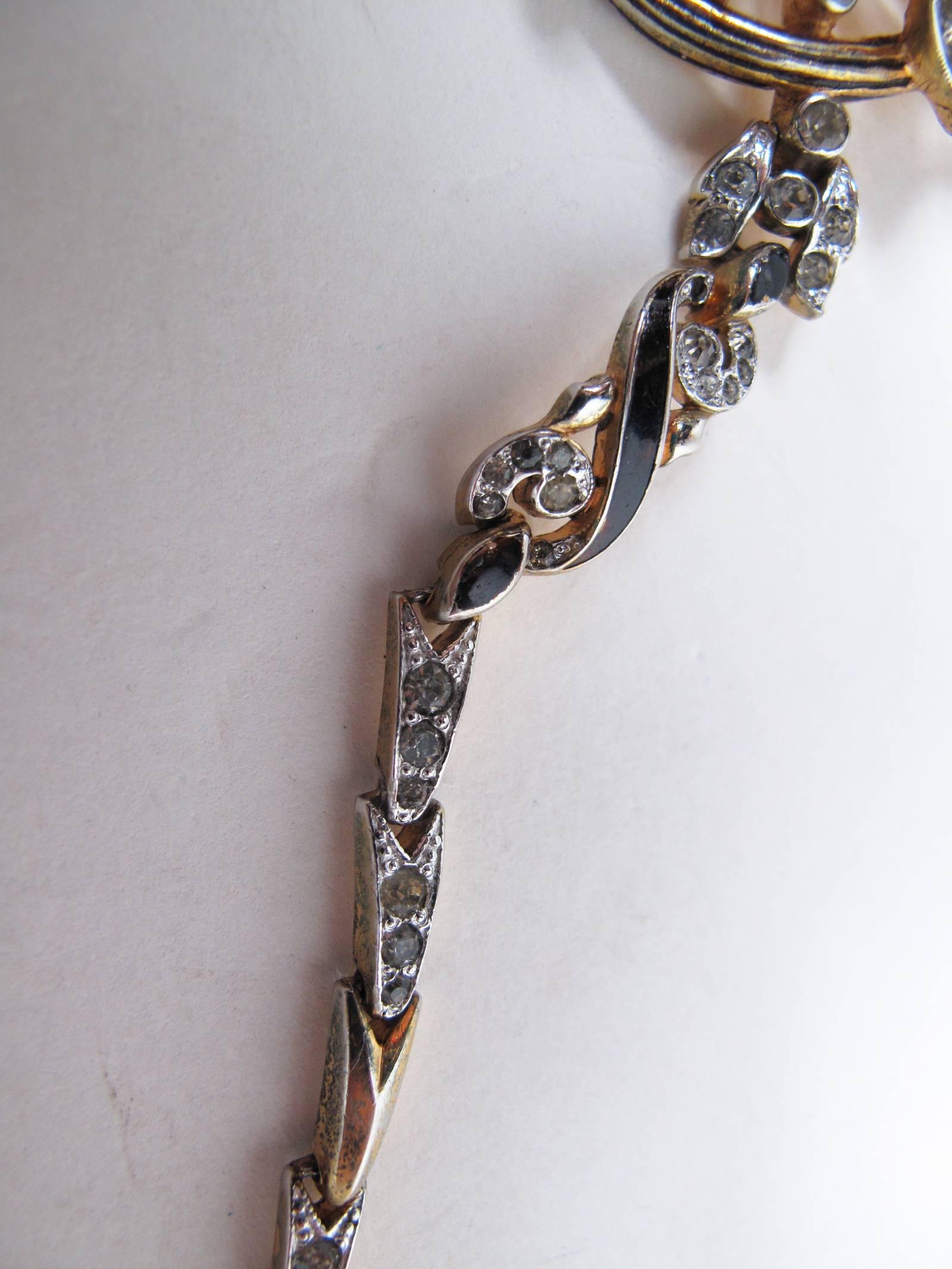 Women's Trifari Rhinestone Flower Pendant Necklace