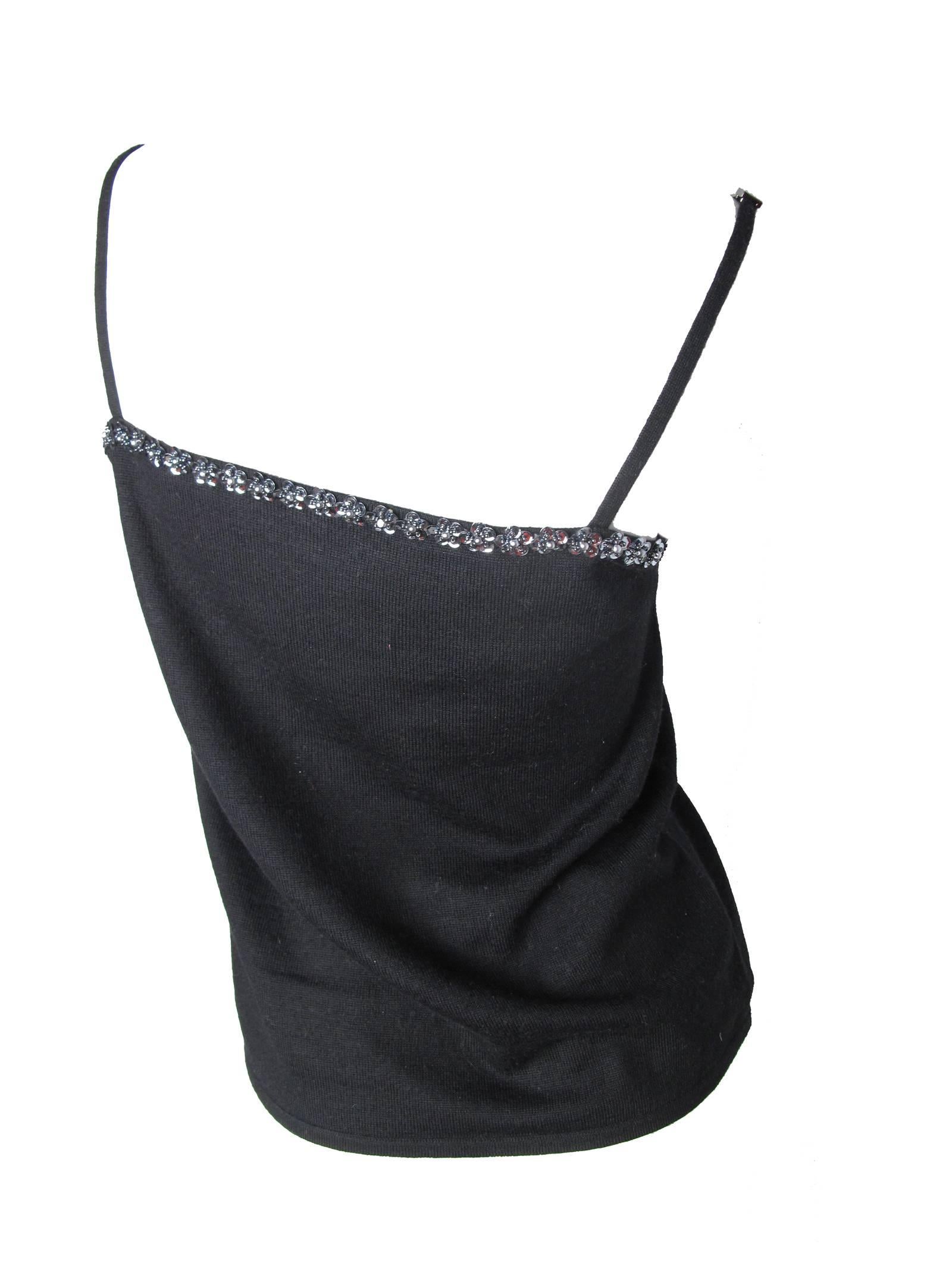 Black Tom Ford Gucci Cashmere Tank with Sequins and Beading  