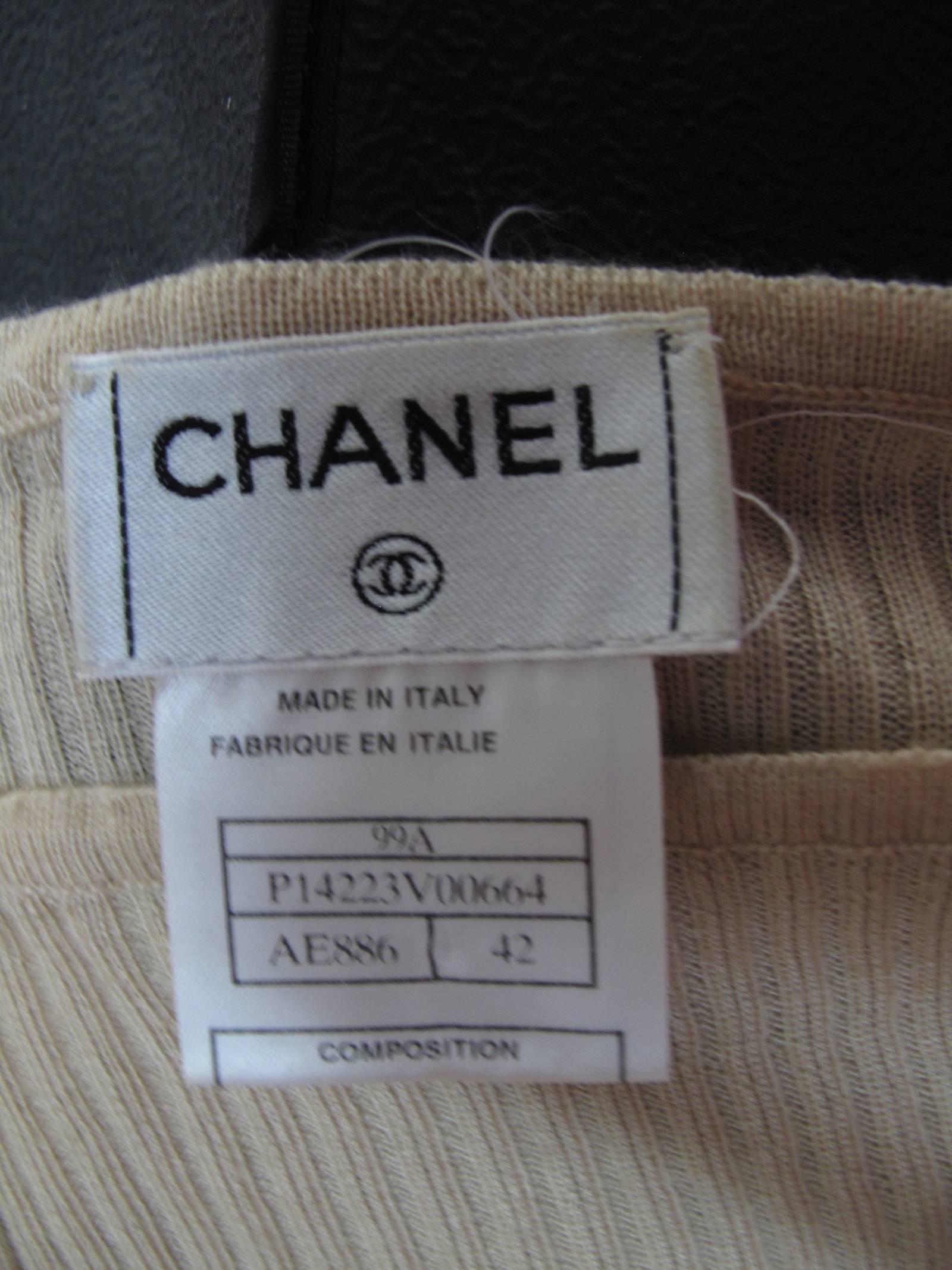 Chanel Beige Cashmere/Silk Ribbed Sweater 1