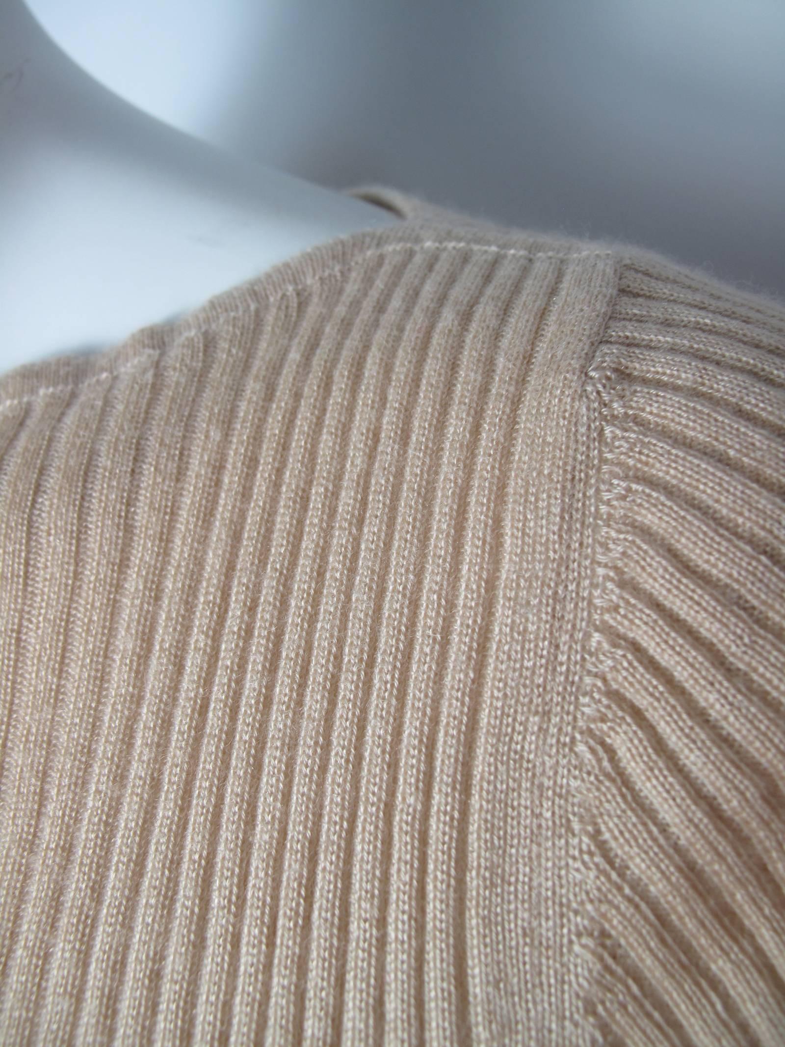 Women's Chanel Beige Cashmere/Silk Ribbed Sweater