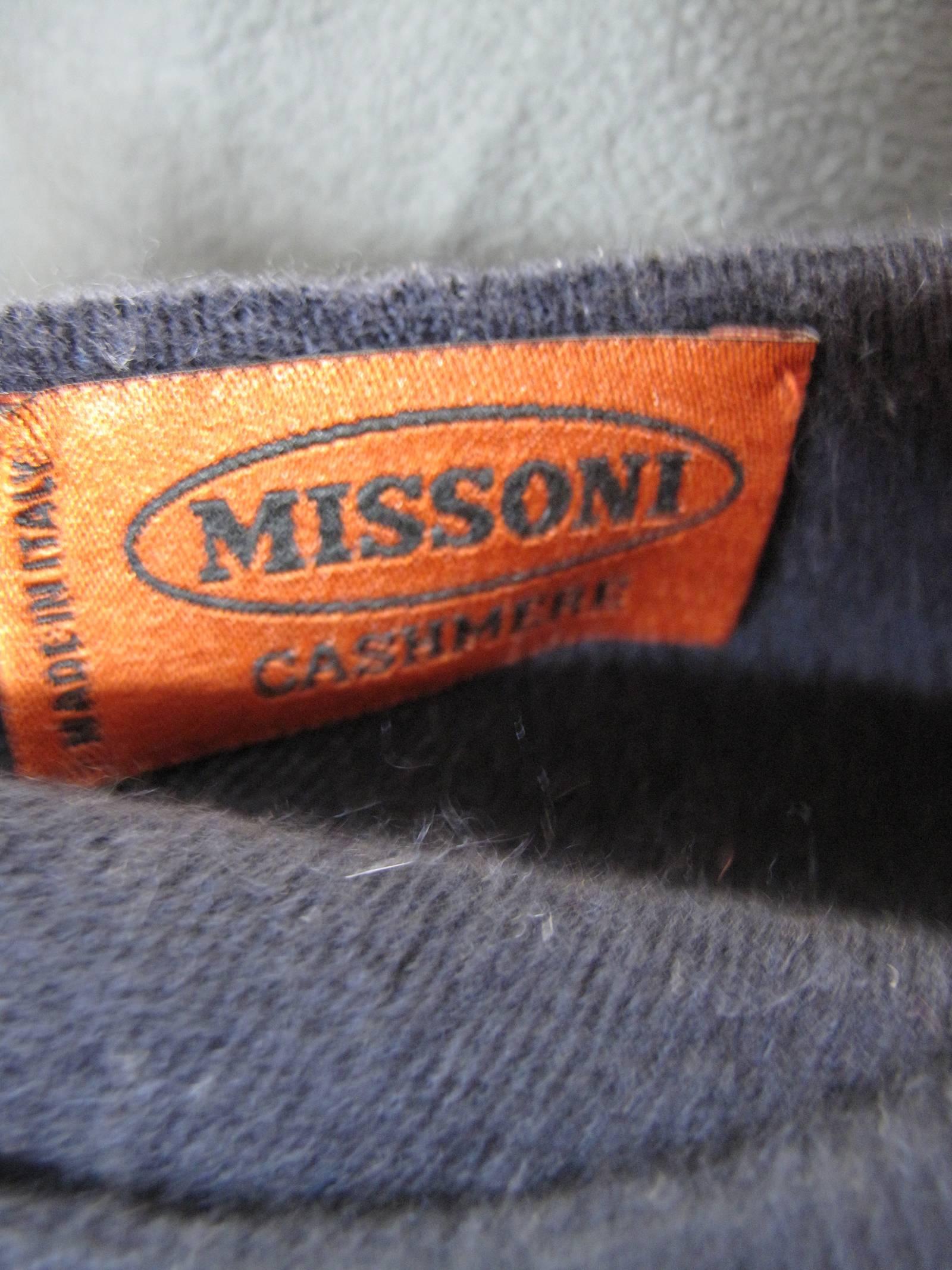 Black Missoni Navy Cashmere Pull Over Sweater