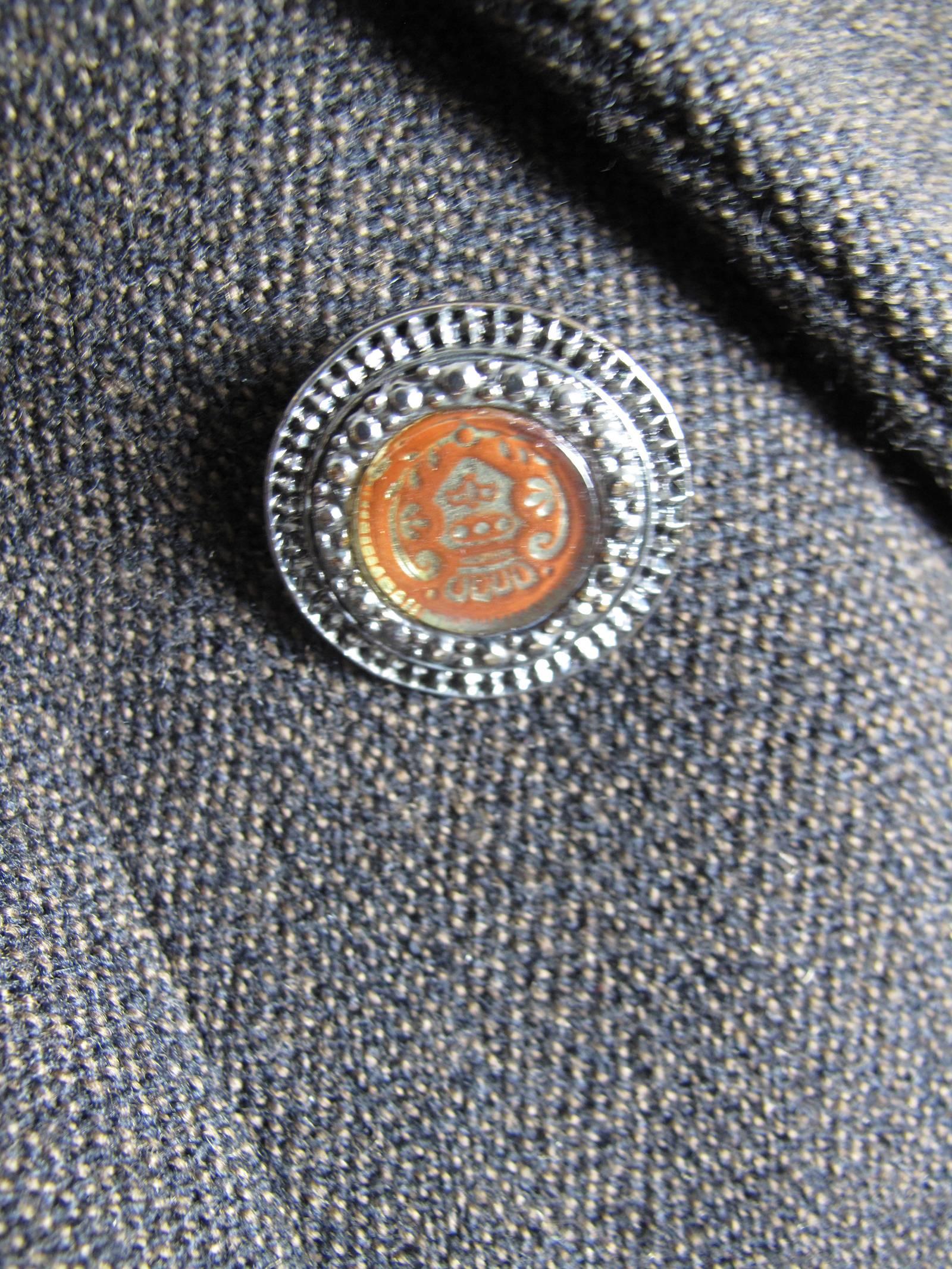 YSL rive gauche brown wool blazer with crest buttons.  Condition: Excellent. 
Size 42
