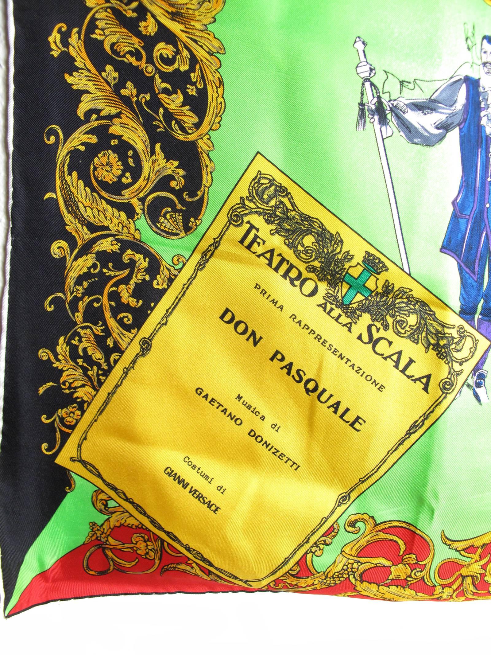 1984 Gianni Versace silk Don Pasquale Teatro Alla Scala scarf.  Condition: Excellent.   35