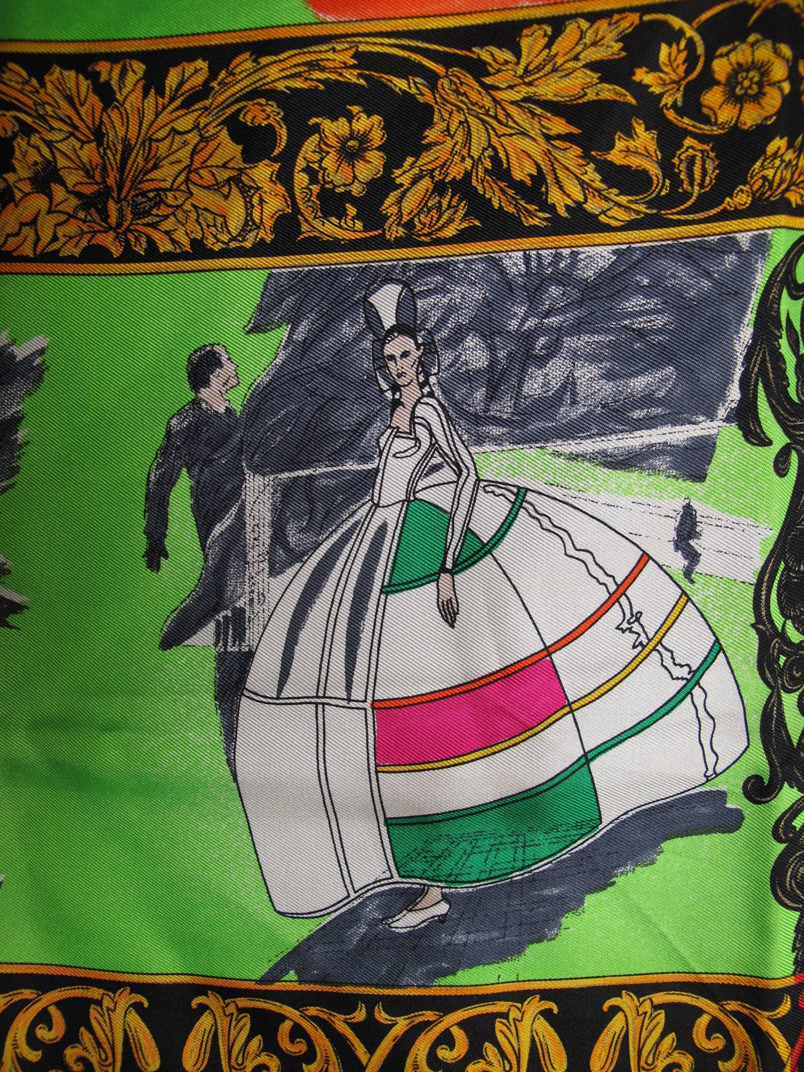 1984 Versace Silk Don Pasquale Scarf In Excellent Condition In Austin, TX