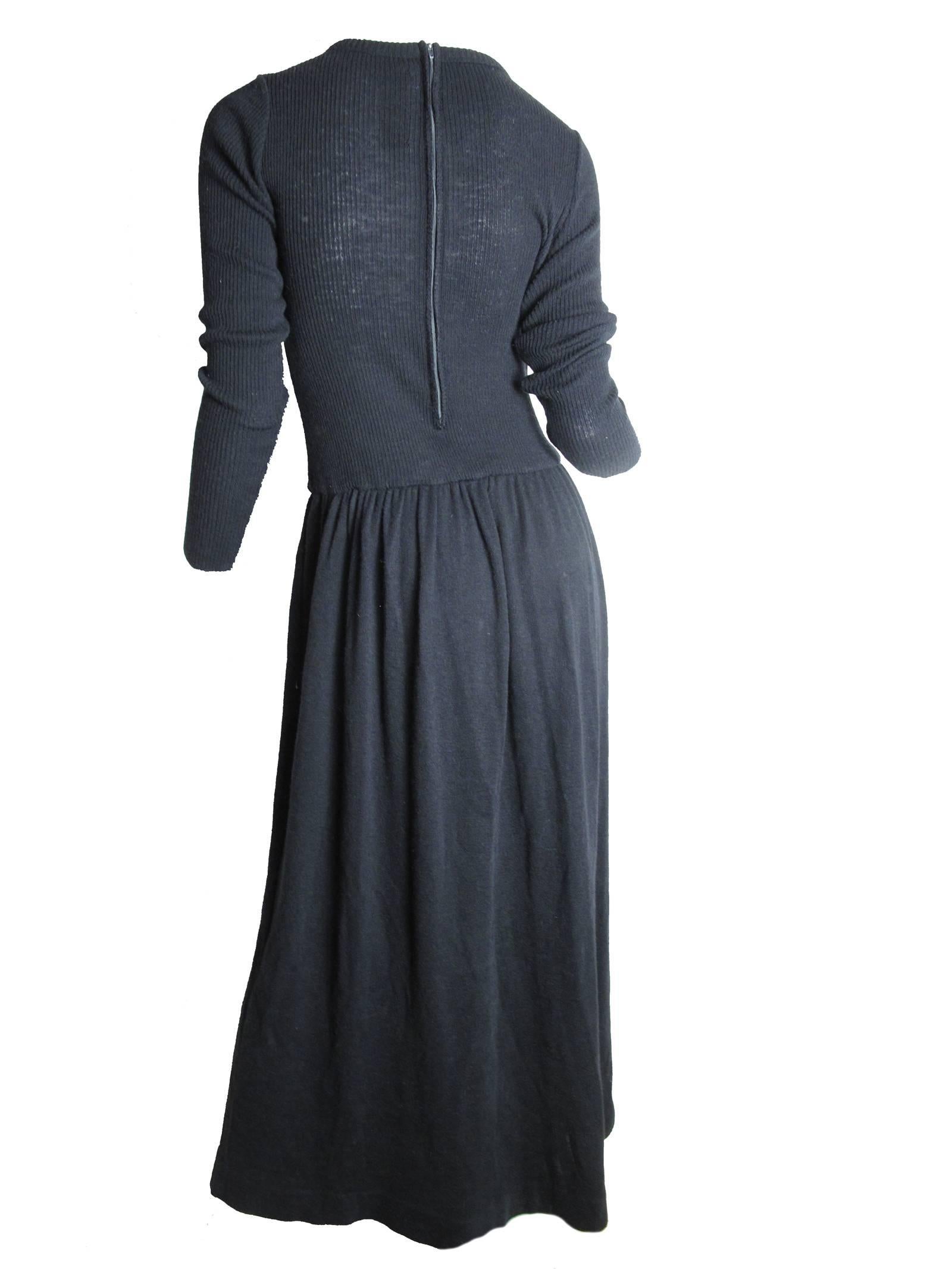 Women's Mollie Parnis Long Black Knit Dress, 1970s