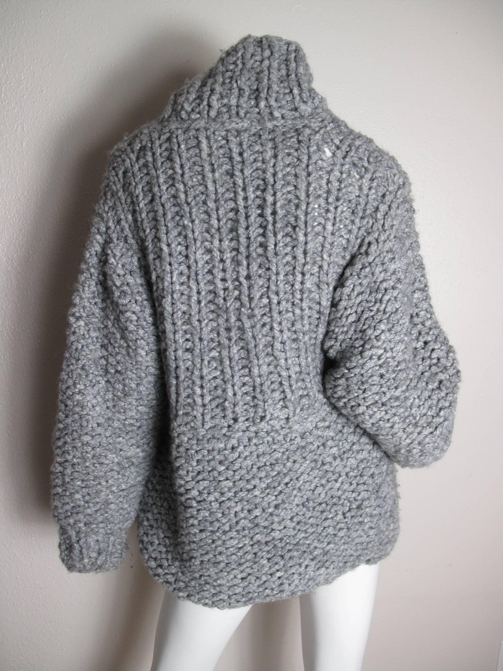 Gray Krizia Chunky Knit Sweater, 1970s  For Sale