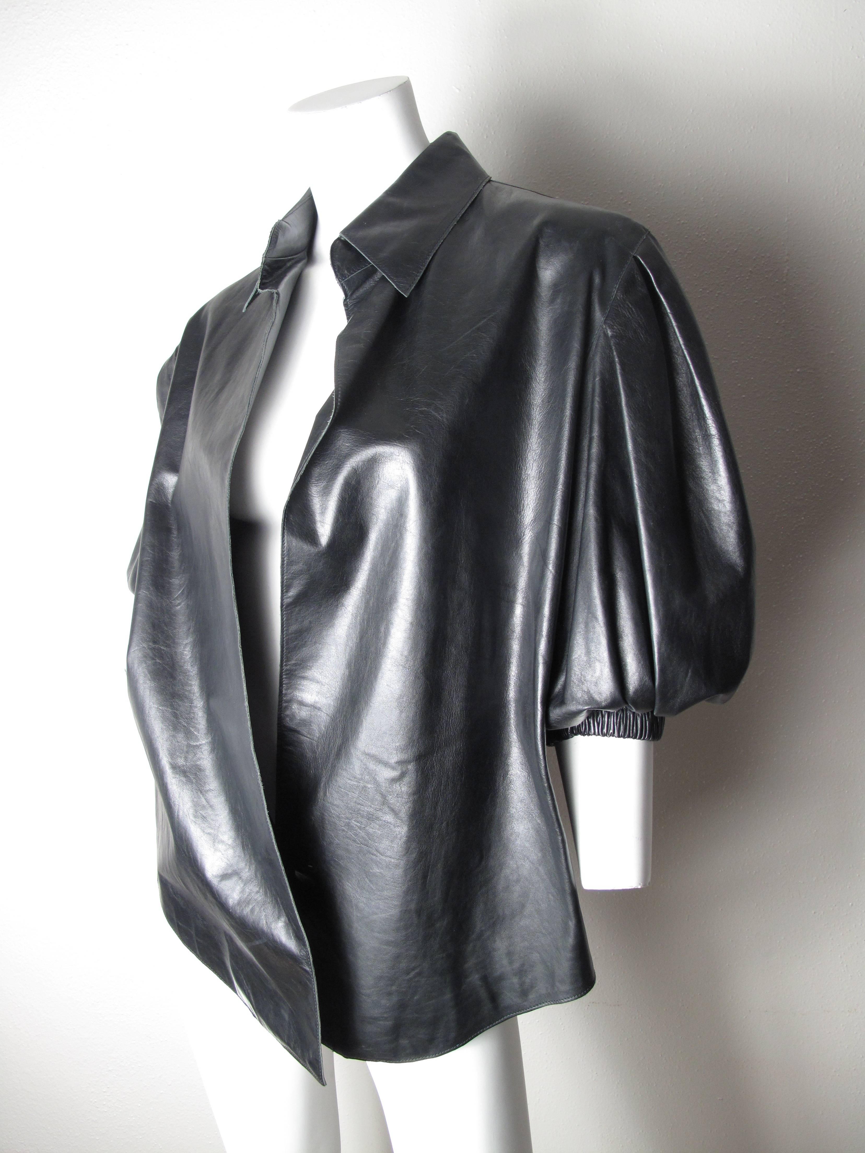 Yves Saint Laurent Leather Shirt  In Excellent Condition In Austin, TX