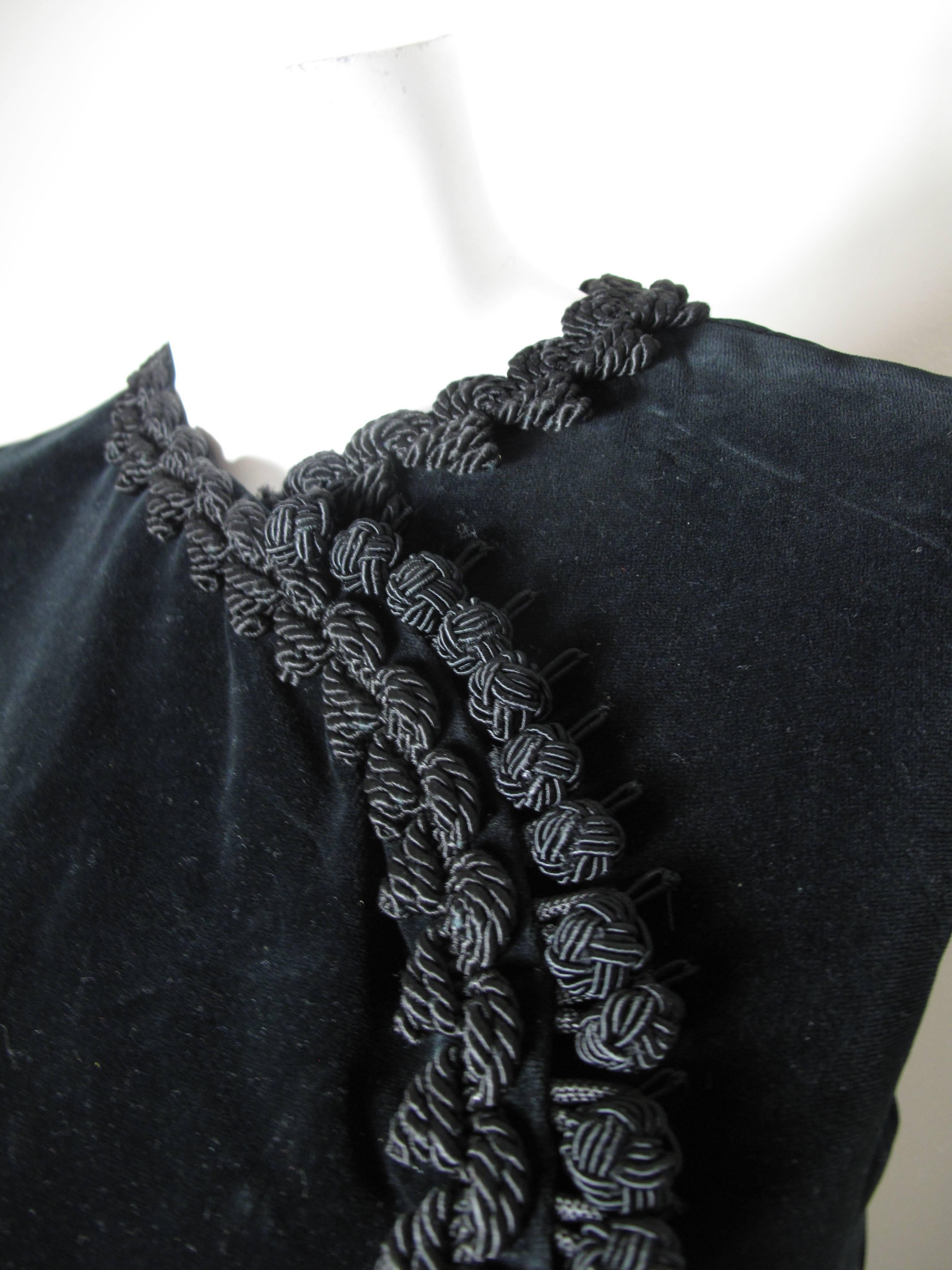 Black Bill Blass Dress Braided Detail, 1970s 