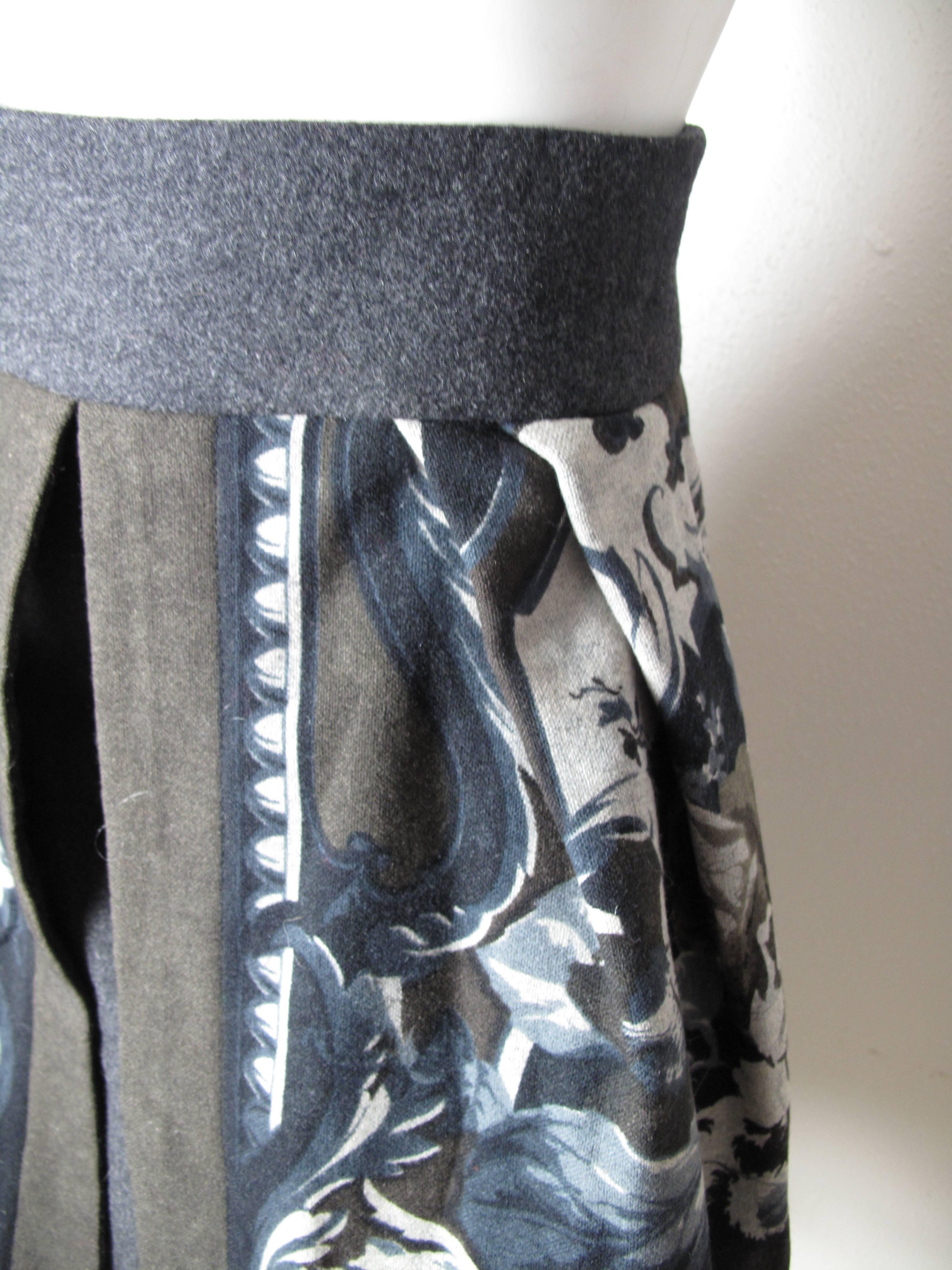 Gray Byblos Printed Skirt with Opening in Front