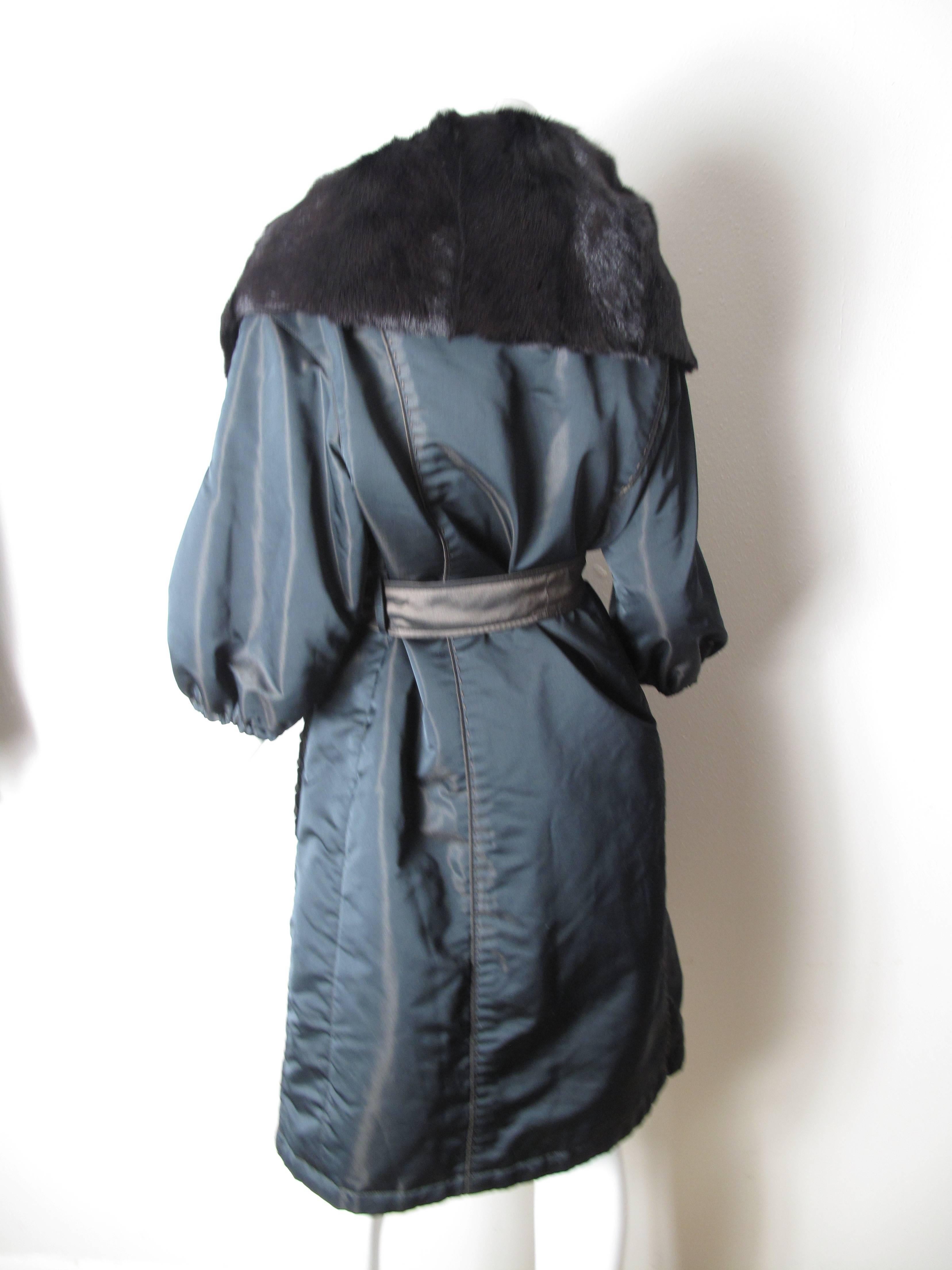 Gray Guy Laroche Reversible Coat with Fur Trim