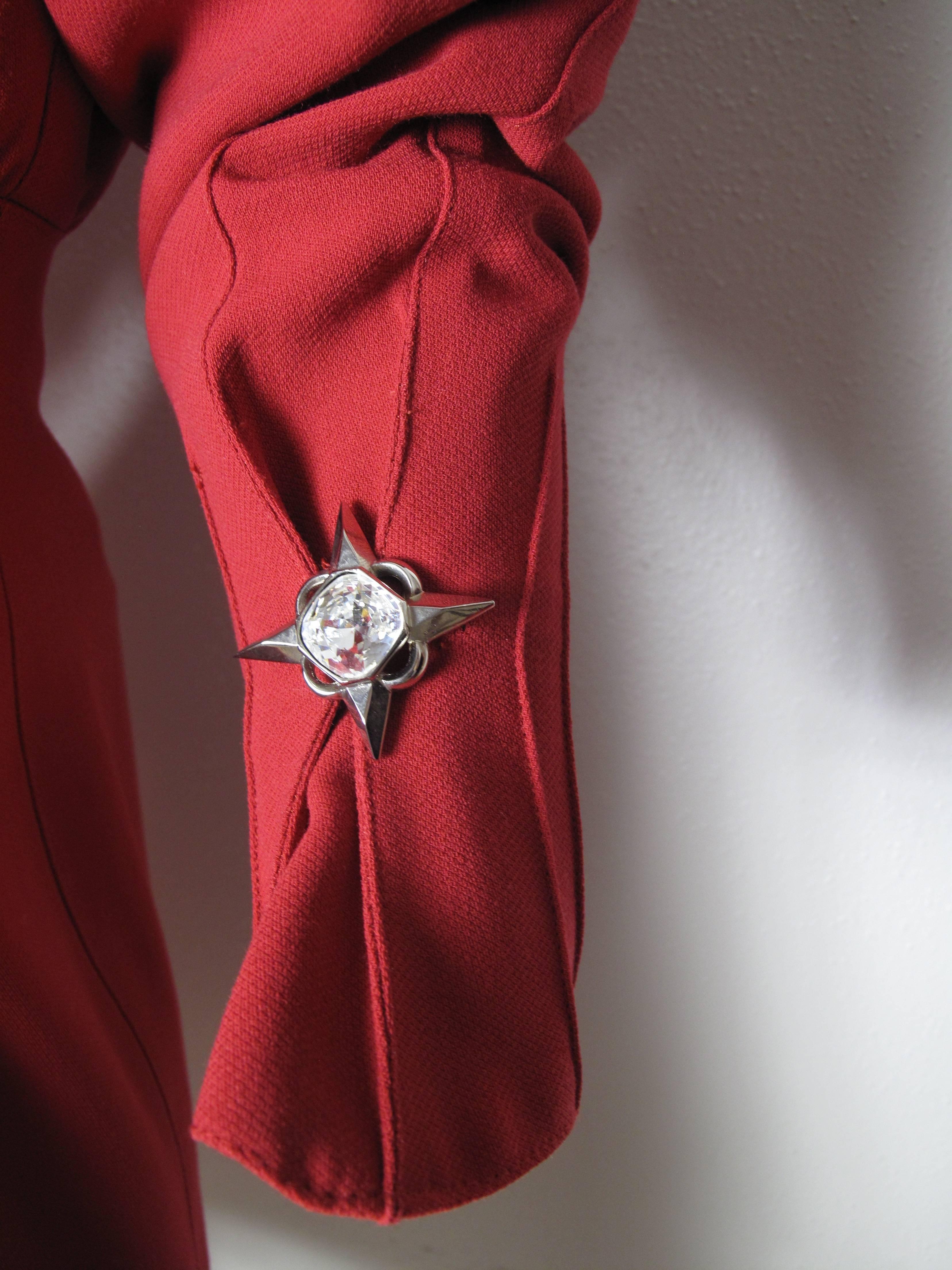 Red Thierry Mugler Star Rhinestone Wrap Dress  - sale