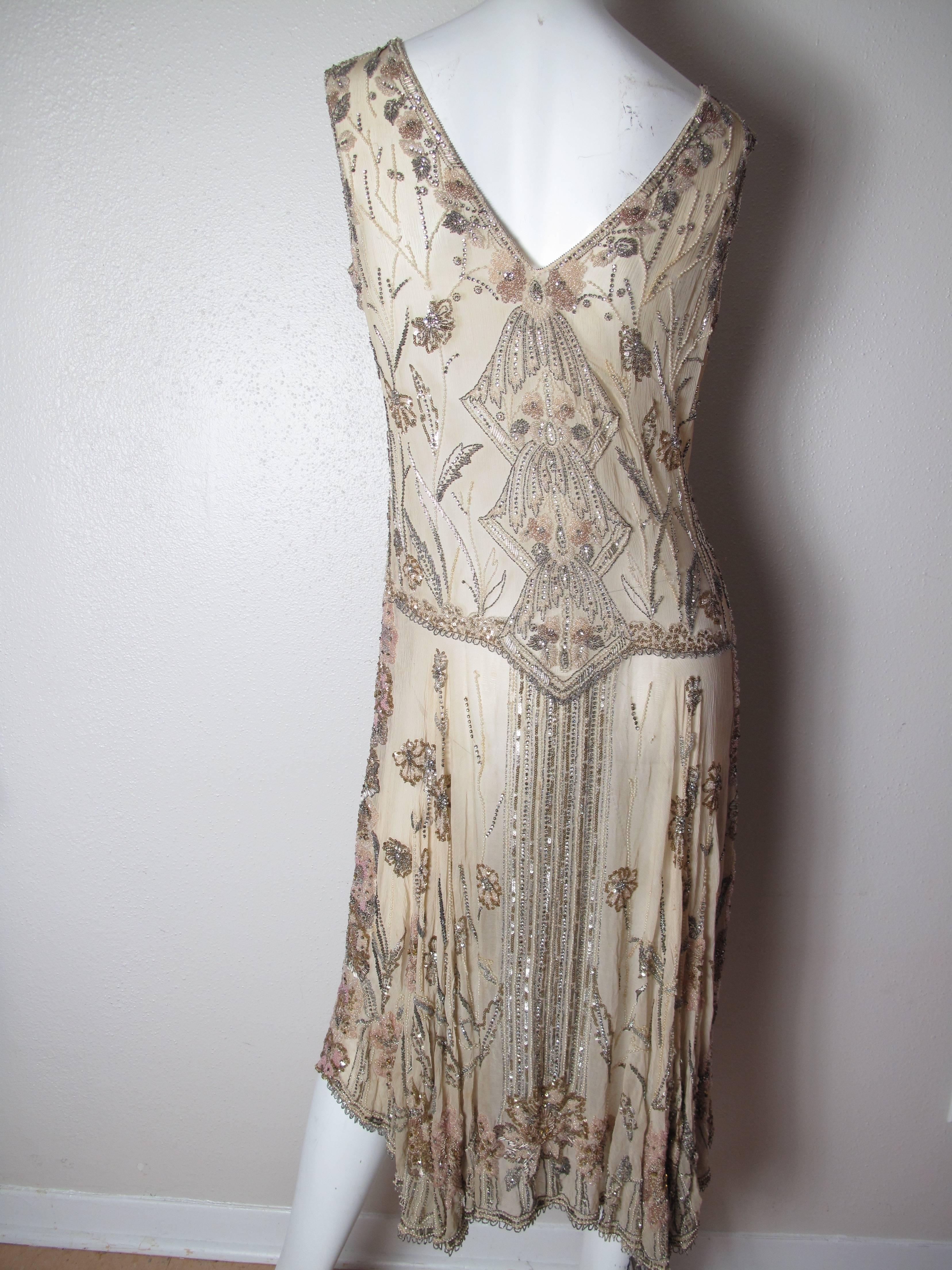 Gorgeous 1920s Beaded, Rhinestone and Sequin Flapper Dress -sale In Fair Condition In Austin, TX
