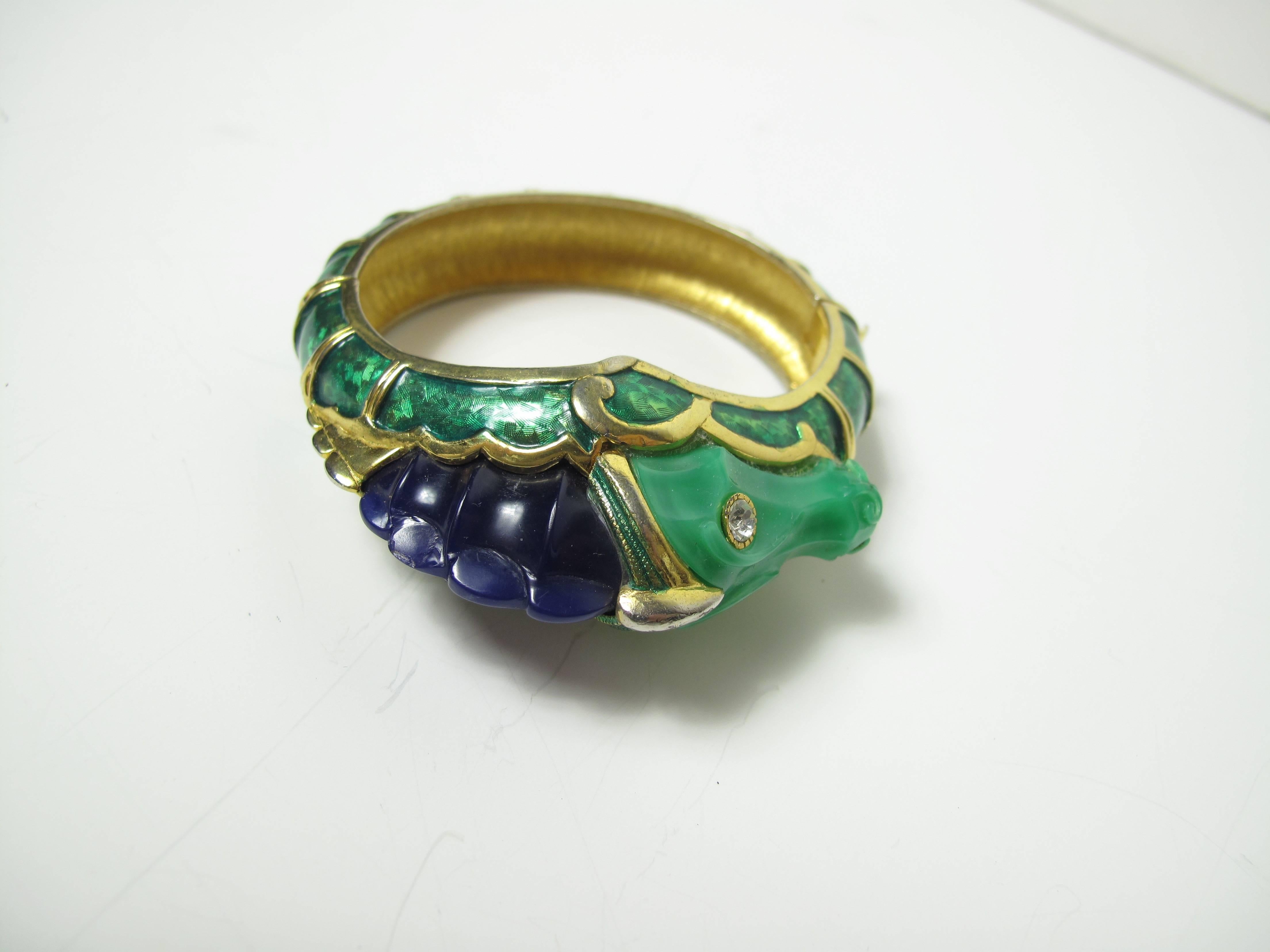 Hattie Carnegie Enamel Seahorse Bangle - sale In Good Condition In Austin, TX