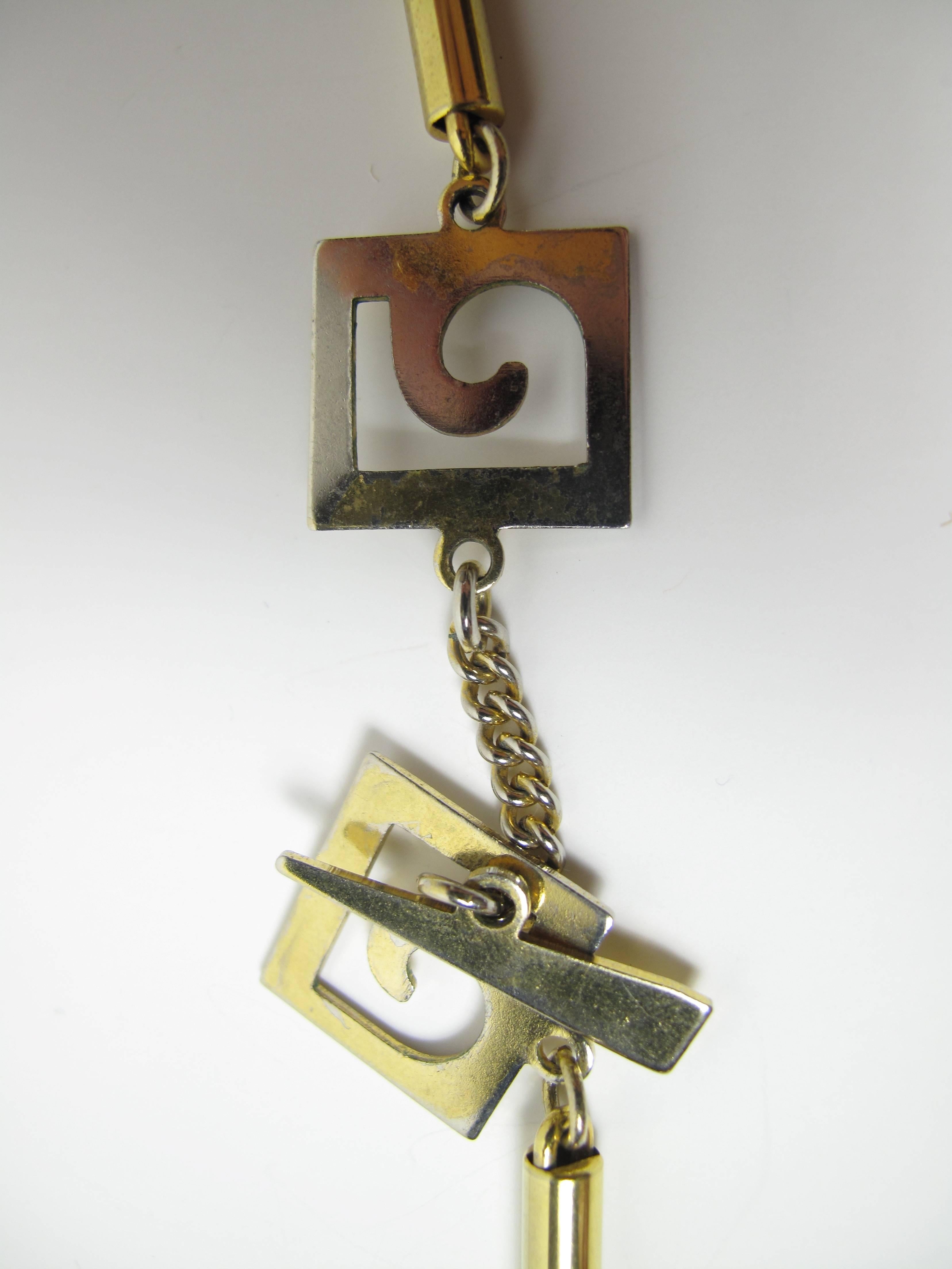 Pierre Cardin Metal Tassel and Rhinestone Necklace  1