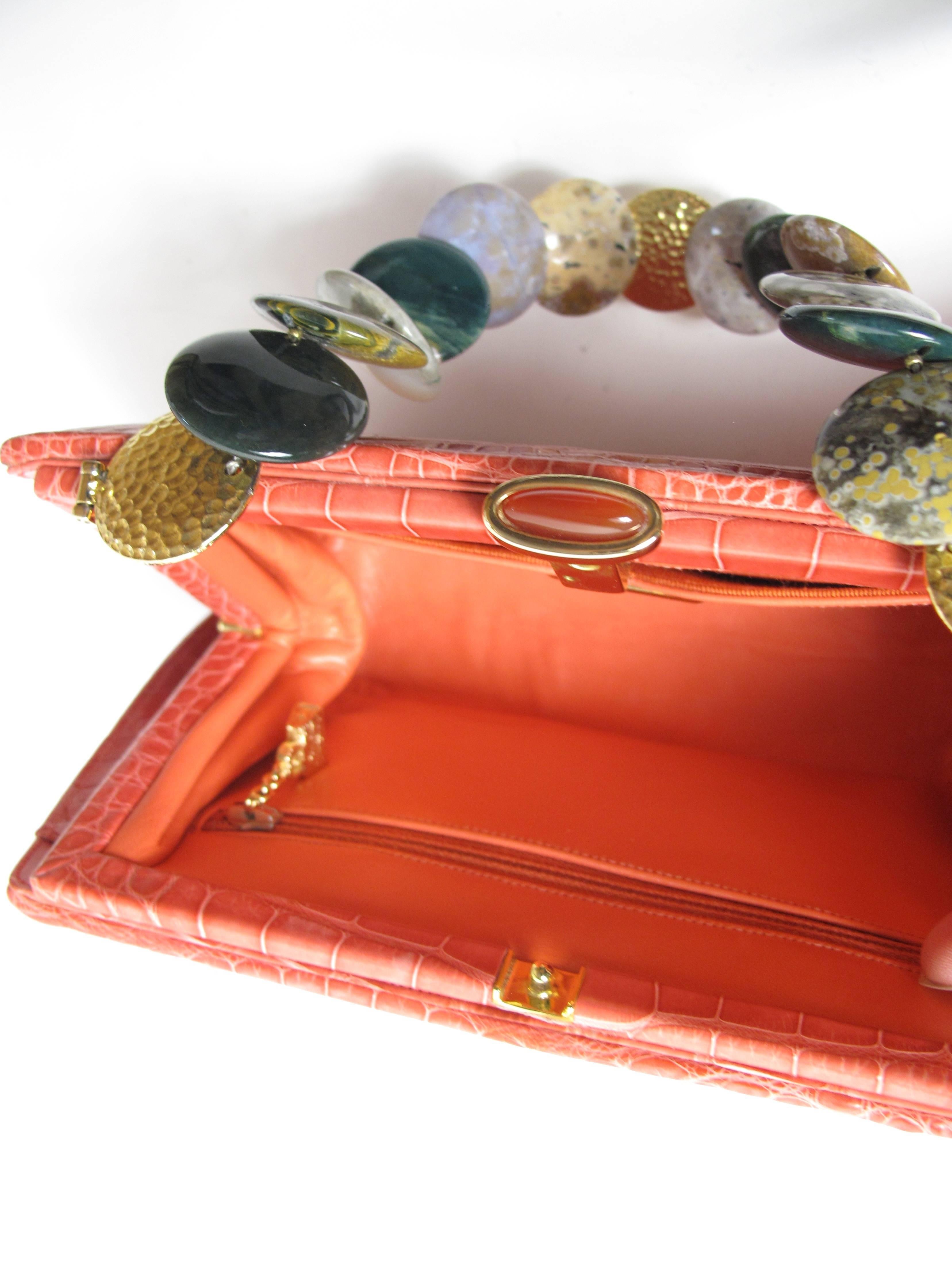 Judith Leiber Alligator Bag with Polished Stone Strap - sale In Excellent Condition In Austin, TX