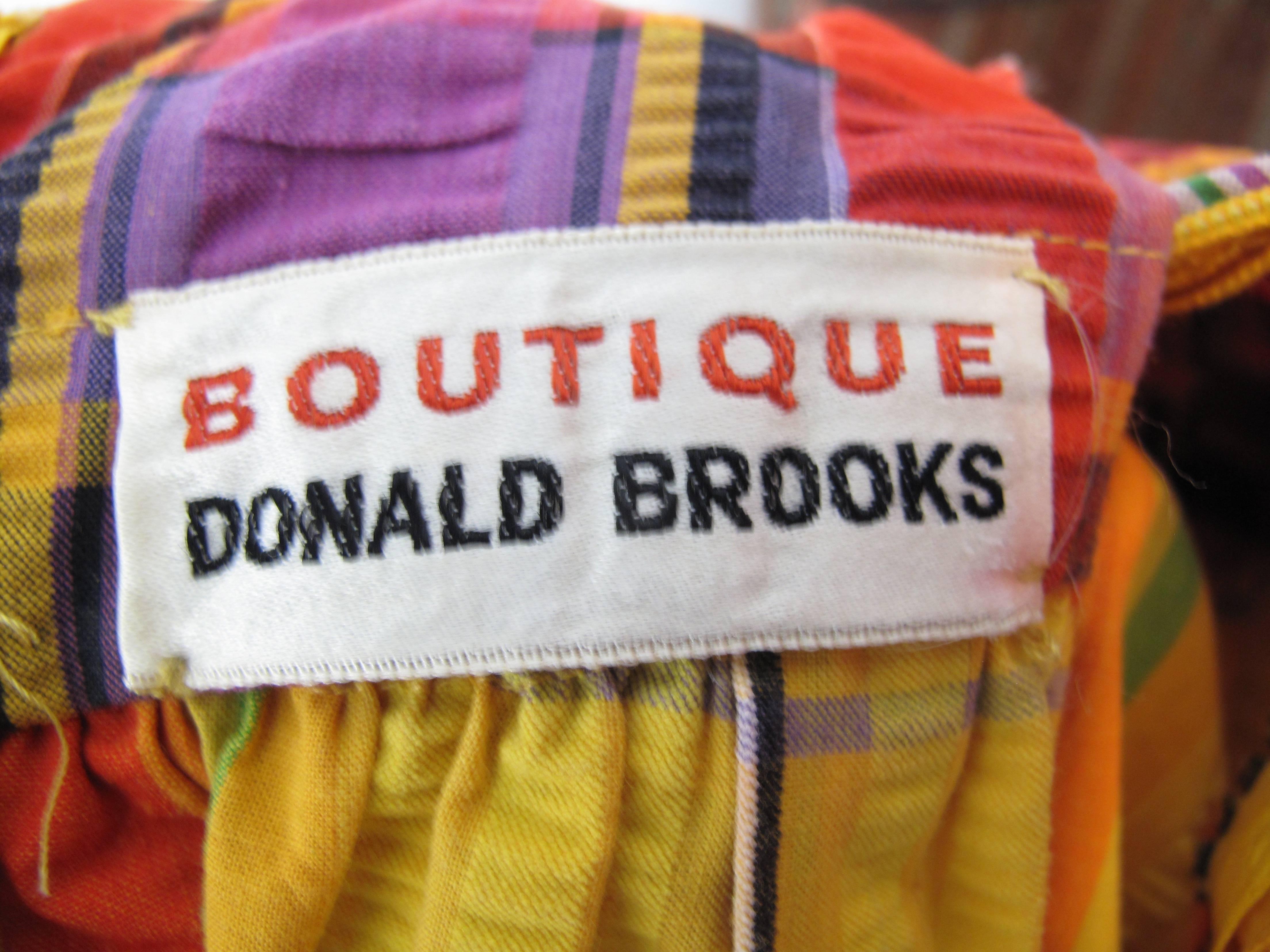 Orange Donald Brooks Madras Gown, 1970s 