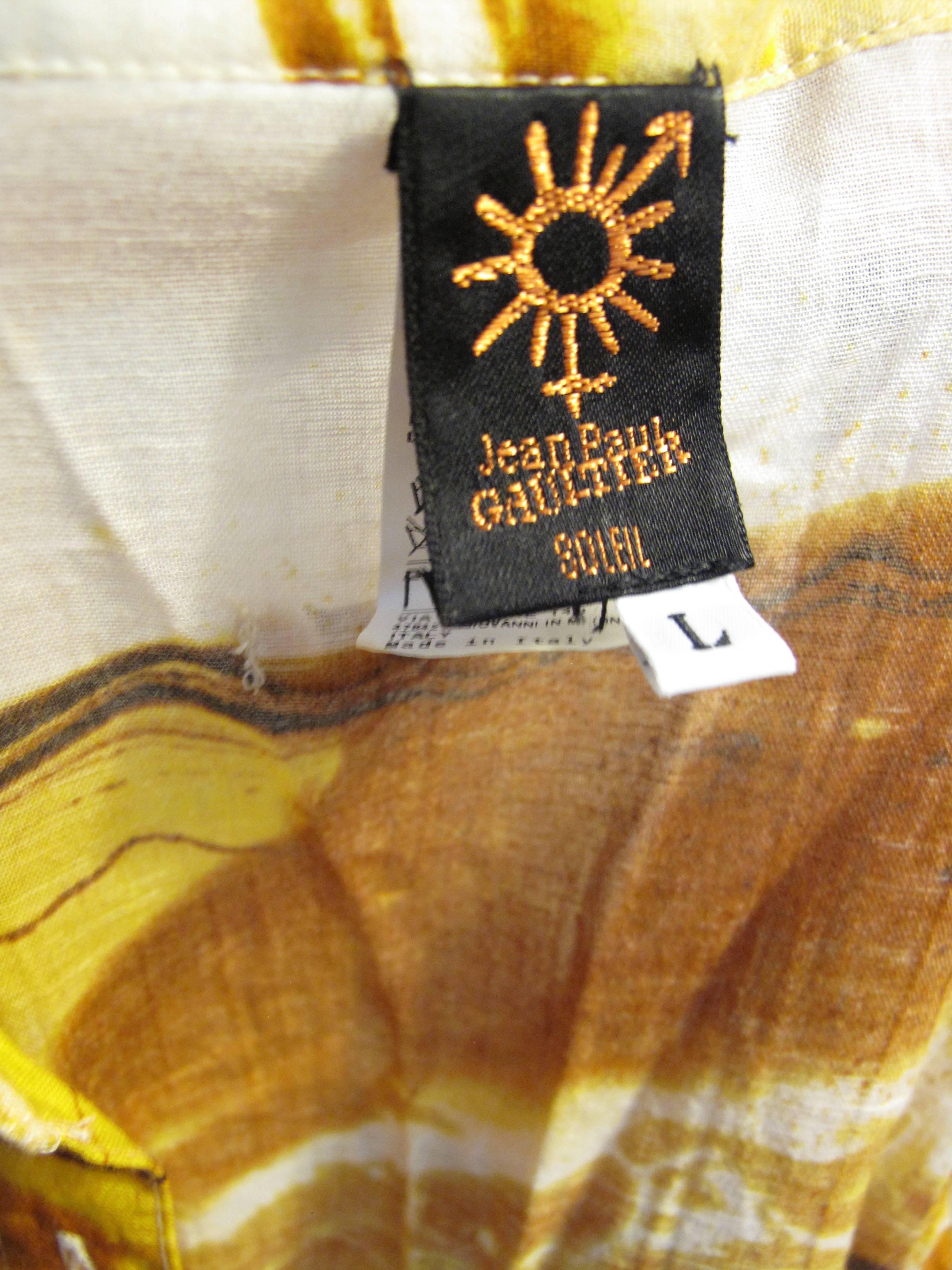 Brown Jean Paul Gaultier Paint Print Cotton Tunic