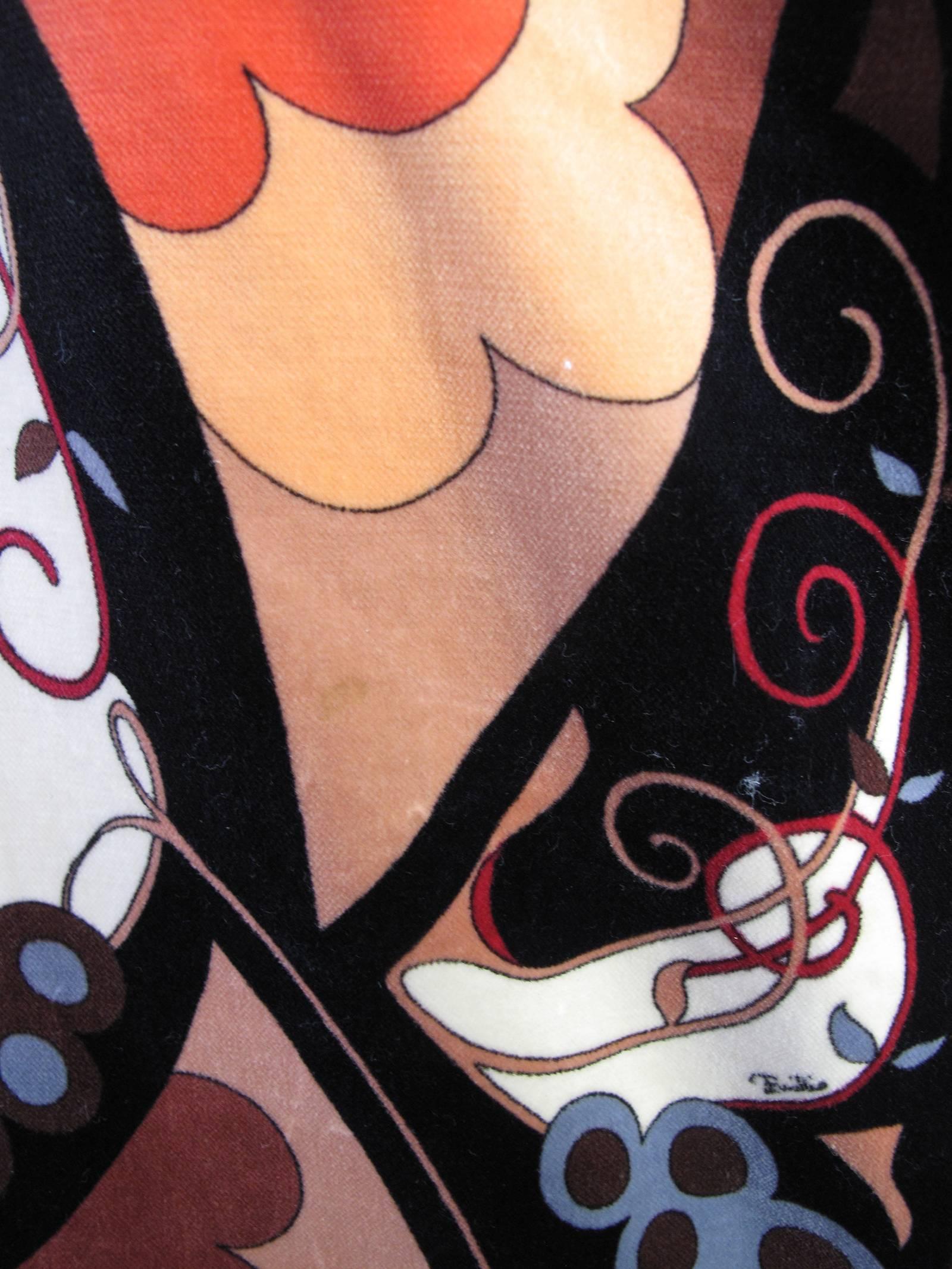 Women's 1970s Pucci Velvet Geometric Print Skirt