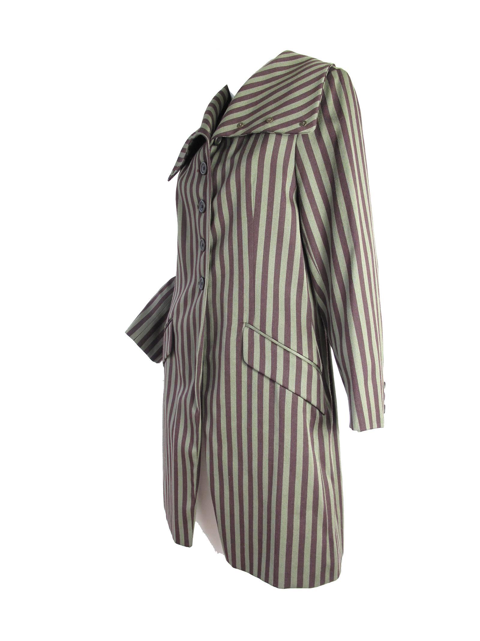 Gray Dries Van Noten Early Striped Jacket with extra large Collar - sale