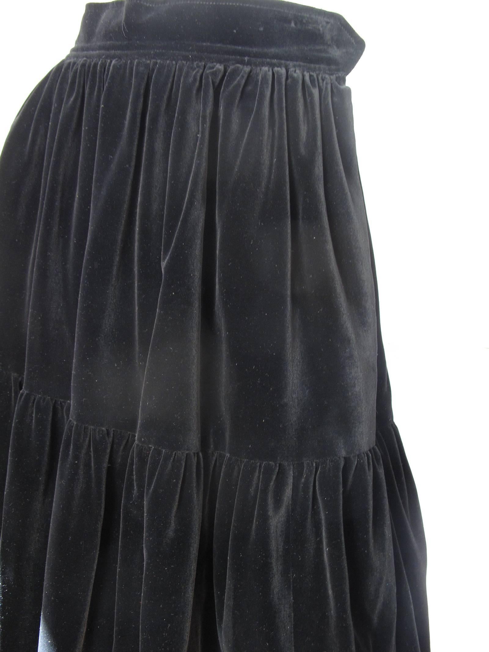 Yves Saint Laurent Rive Gauche Velvet Skirt, 1980s  - sale In Excellent Condition In Austin, TX