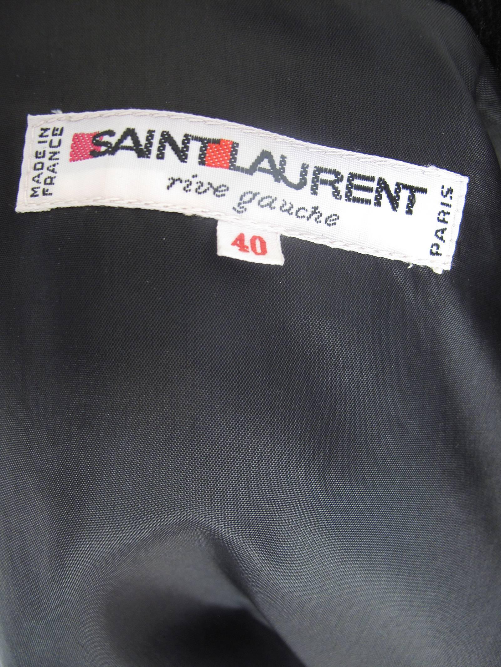 Yves Saint Laurent Rive Gauche Samtrock, 1980er Jahre  - Verkauf (Schwarz)