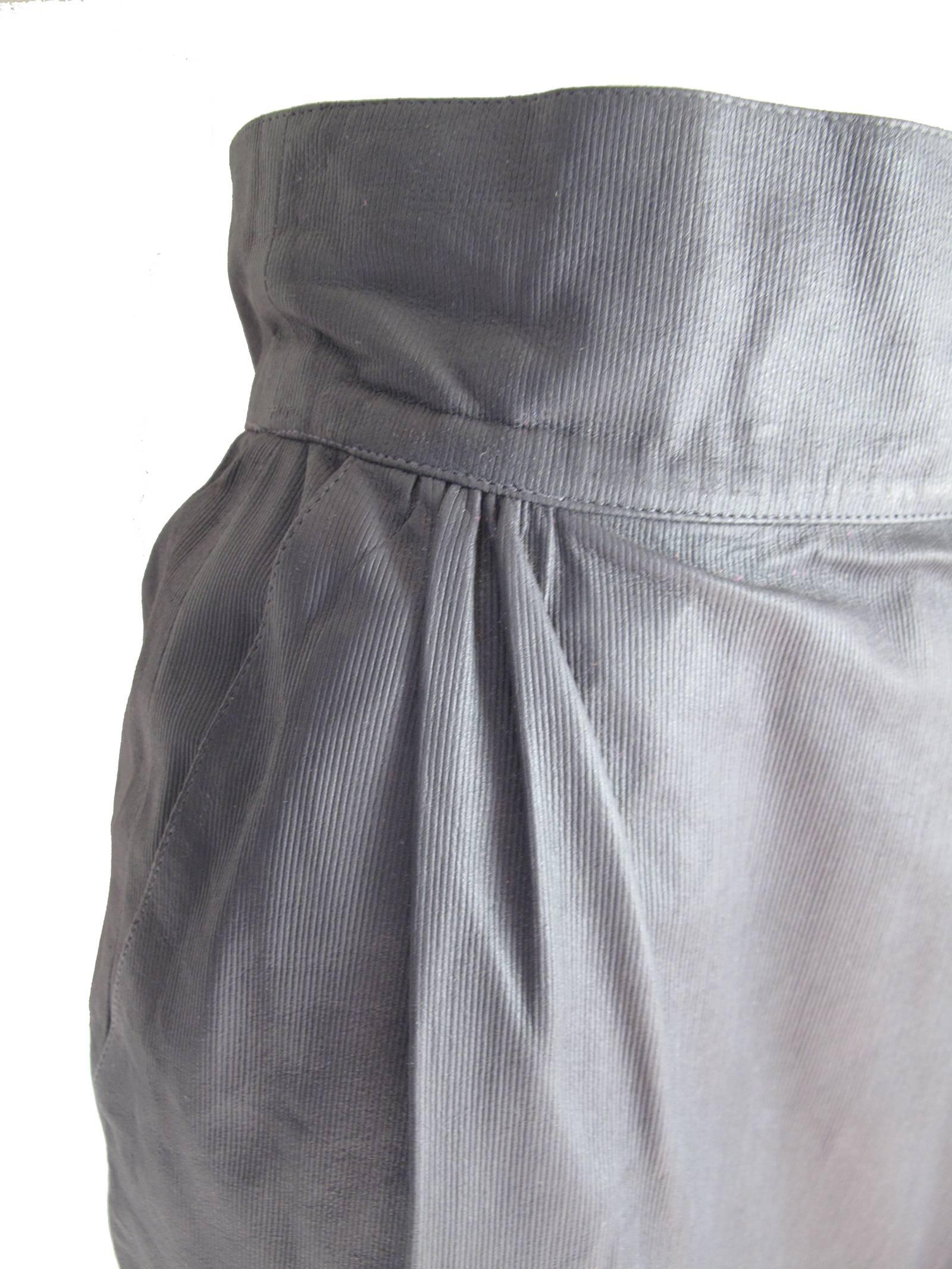 Gray Valentino Grey Leather Wrap Skirt