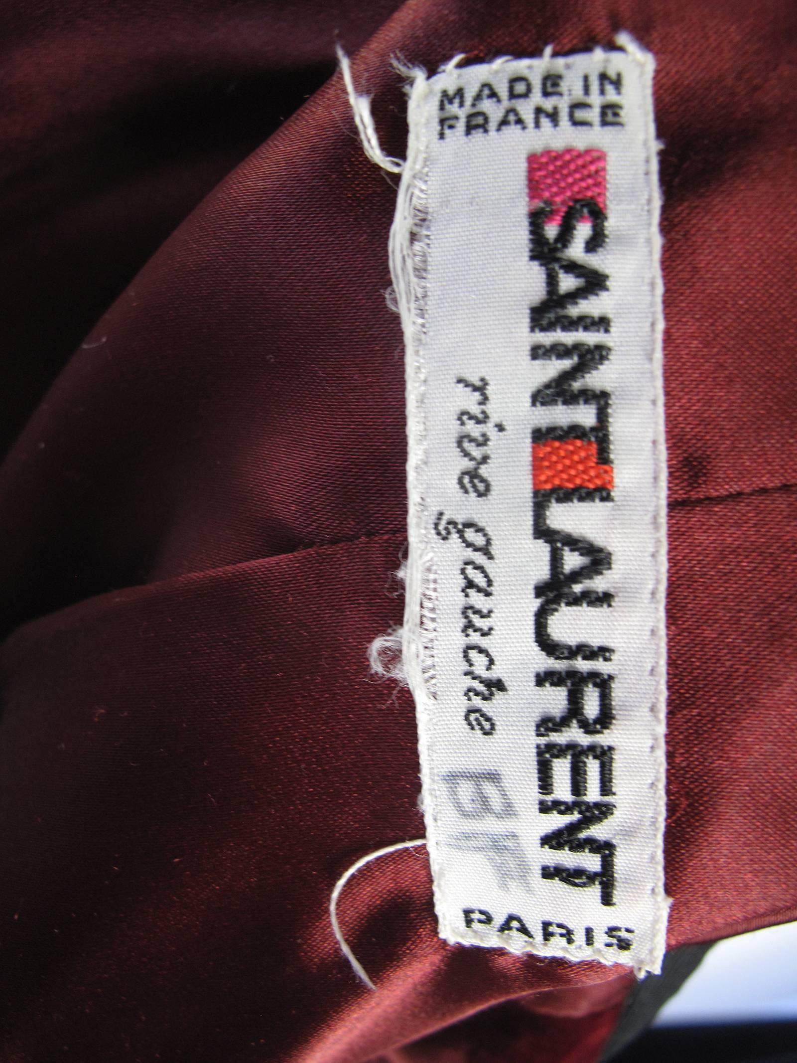 Red Yves Saint Laurent Rive Gauche Maroon Velvet Jacket and Velvet Skirt, 1980s