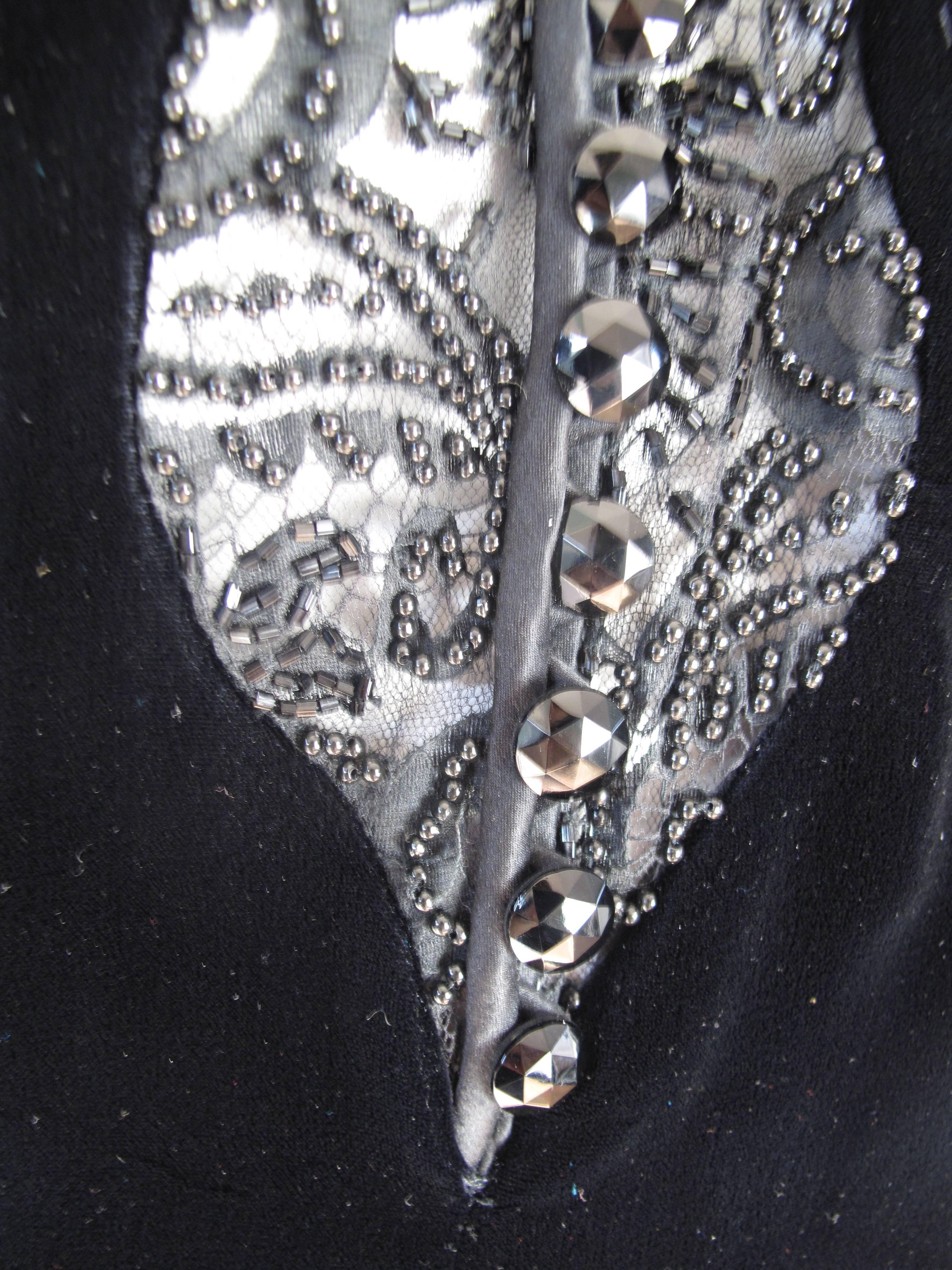 Black Ungaro Velvet Dress with Beading, 1990s