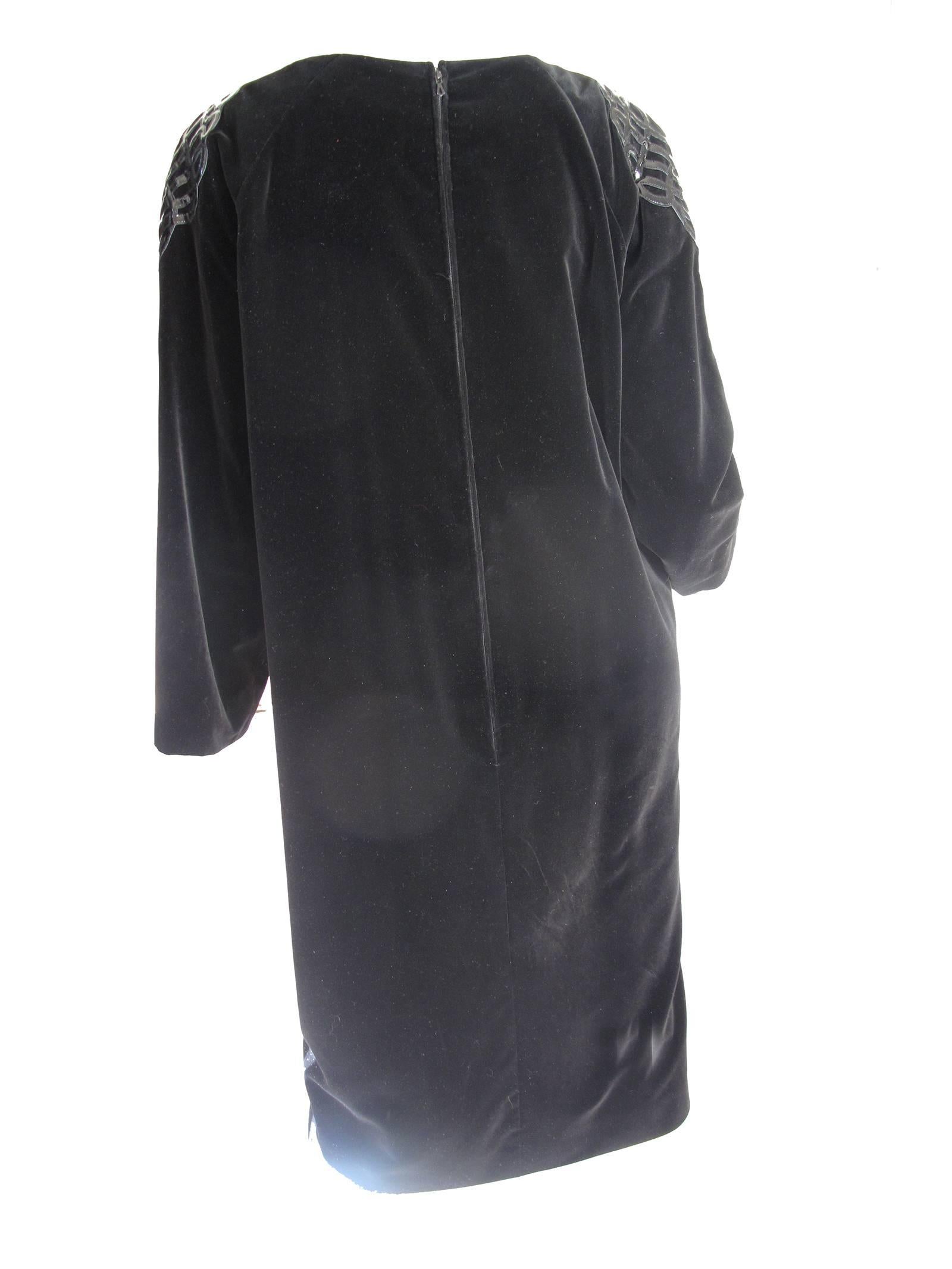 Christian Dior Velvet and Patent Leather Cocoon Dress, 1980s 2