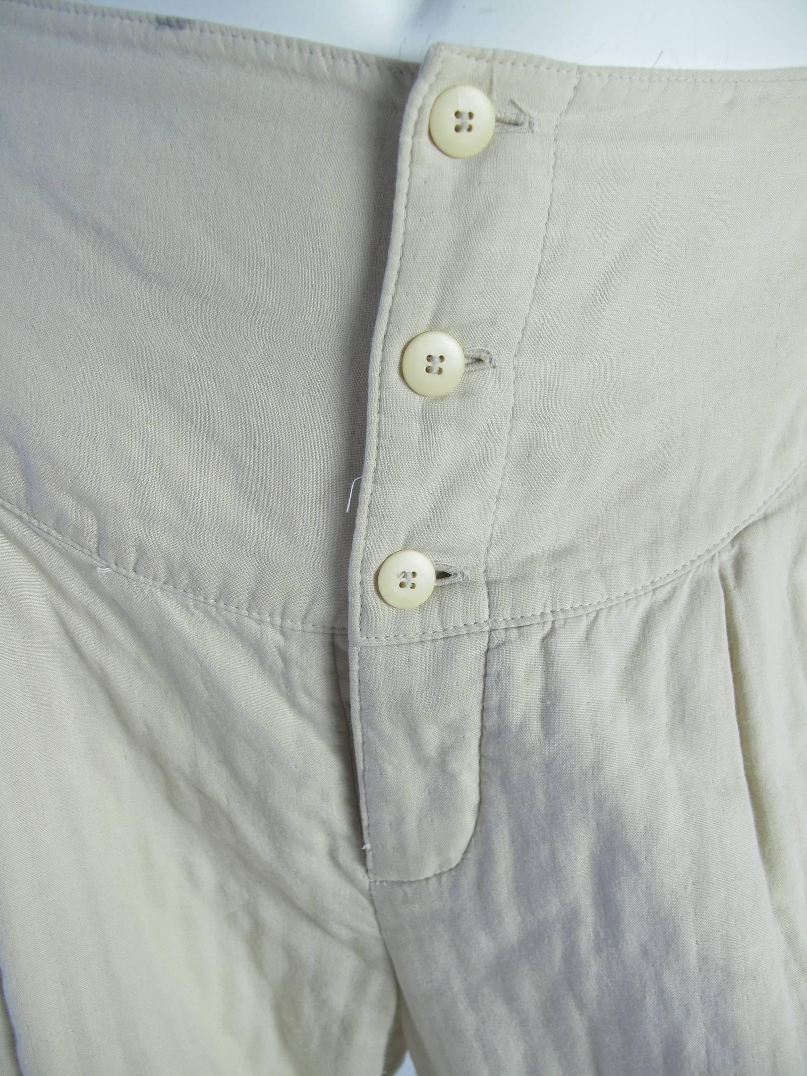 Gray Issey Miyake High Waisted Drawstring Back cotton pants, 1980s