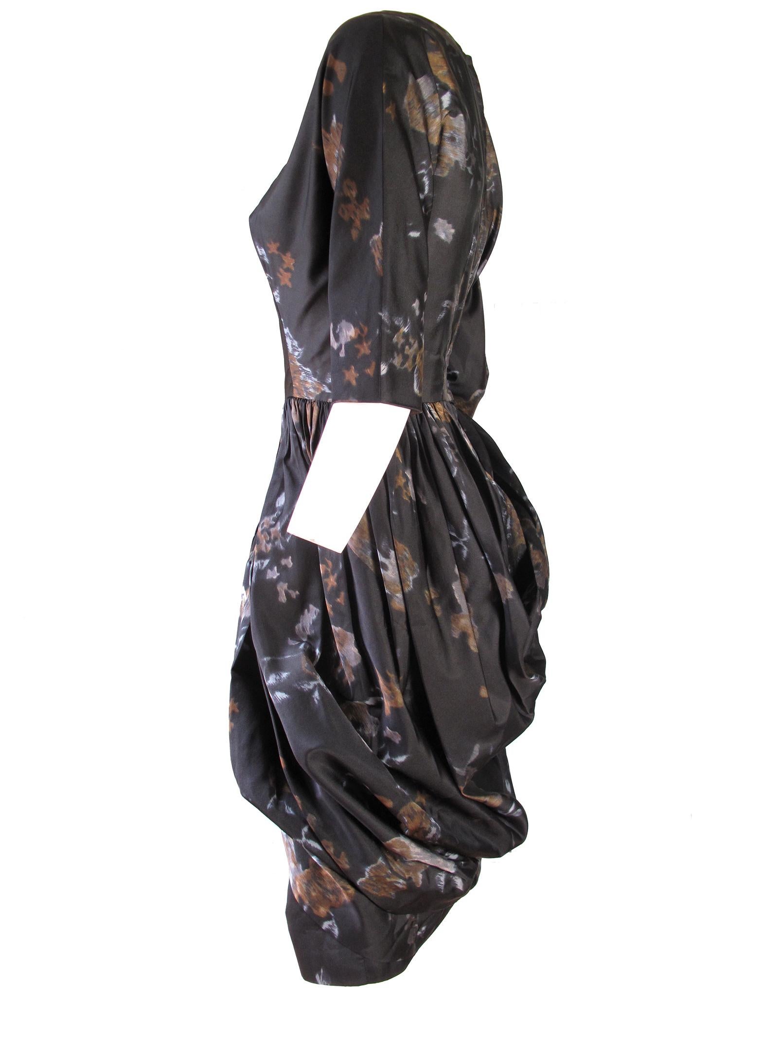 Gray Ceil Chapman Floral Silk Dress, 1950s 