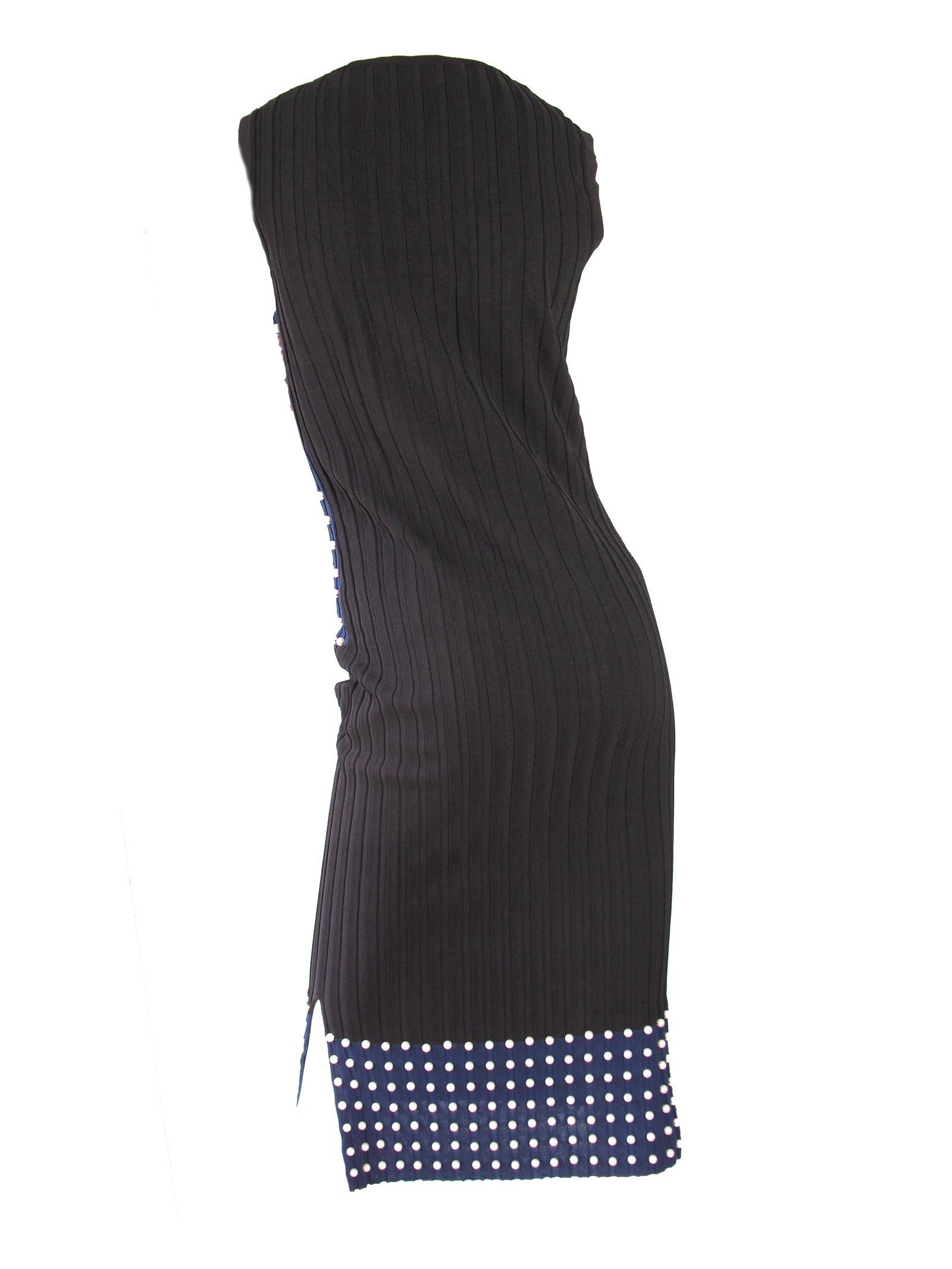 Black Emilio Pucci Knit Dress with Faux Pearls