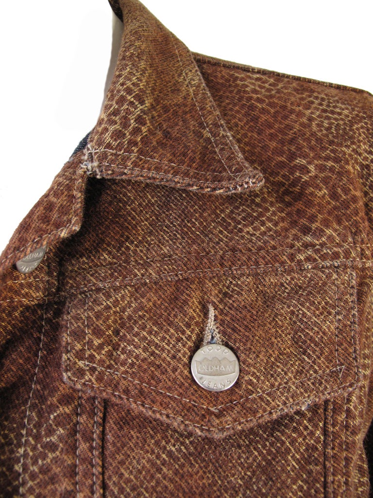 Women's or Men's Todd Oldham Leopard Print Denim Jacket, 1990s For Sale