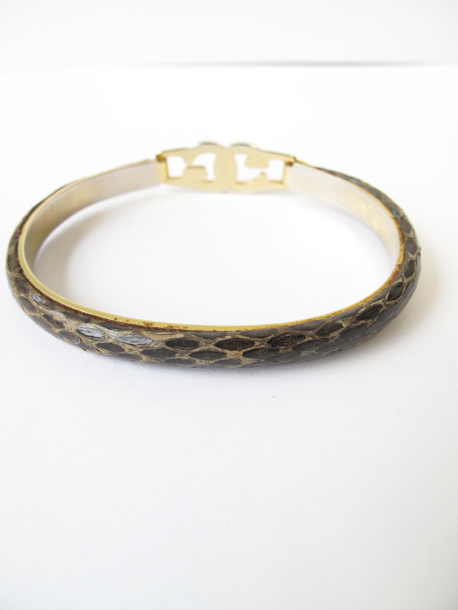 1970s Gucci brown snakeskin bangle with 