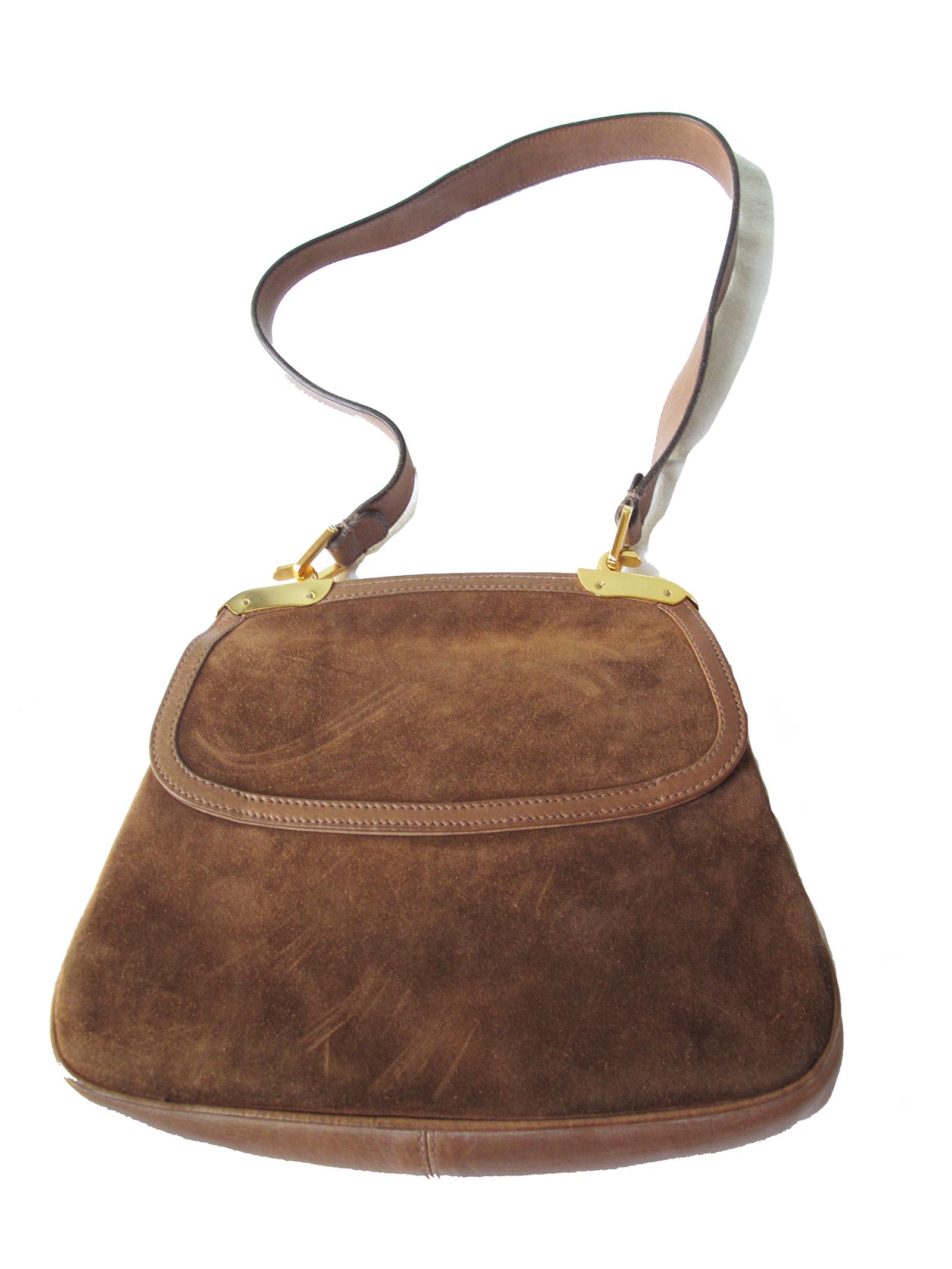 Brown Gucci suede shoulder bag, 1970s