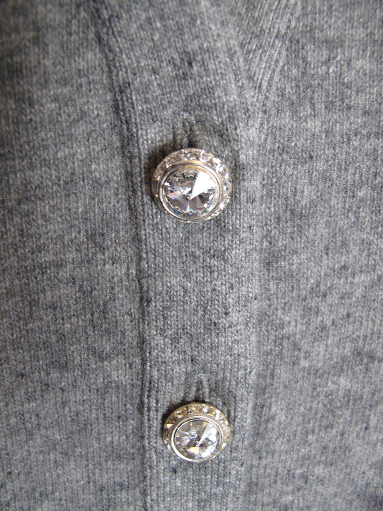 Valentino Grey Cashmere Cardigan Sweater with Rhinestones and Cuffs ...
