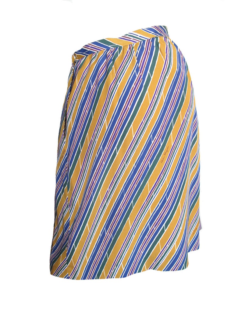 Ferragamo Silk Printed Skirt, 1980s For Sale at 1stDibs