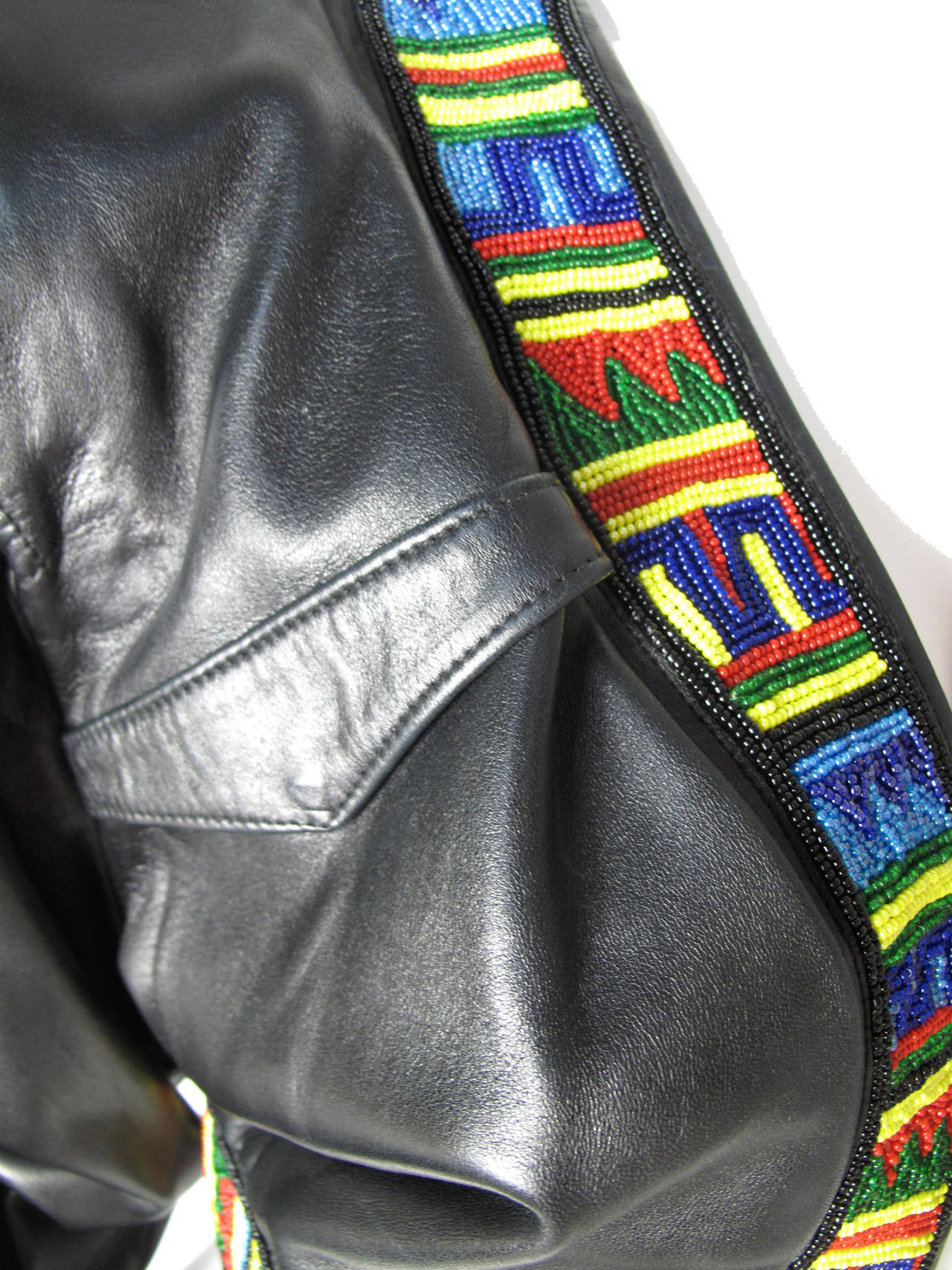 1980s Numbered Jean Claude Jitrois Leather Cropped Jacket with Beading 2